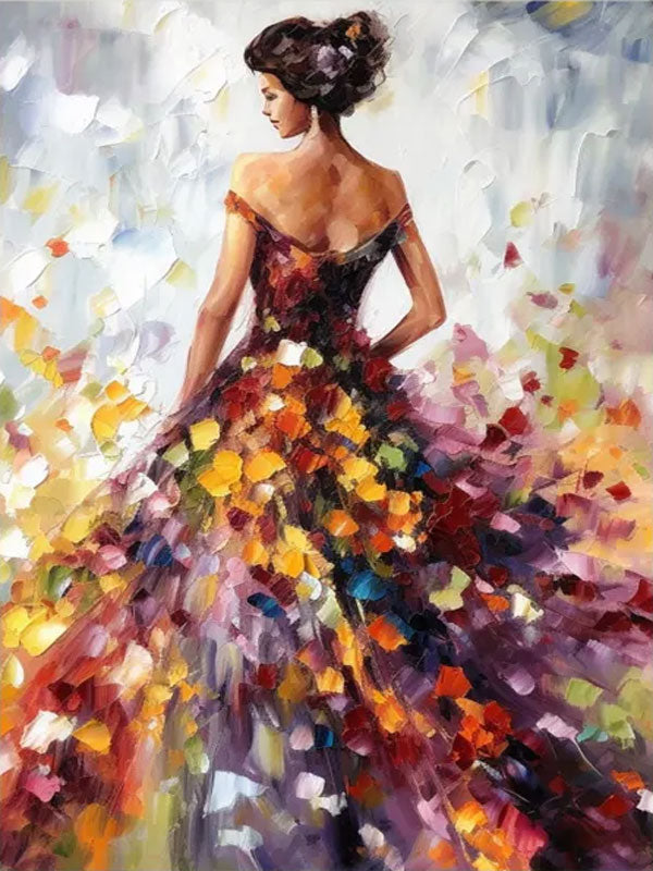 Colorful Abstract Woman Painting | Textured Vertical Canvas Art #ZZ 188