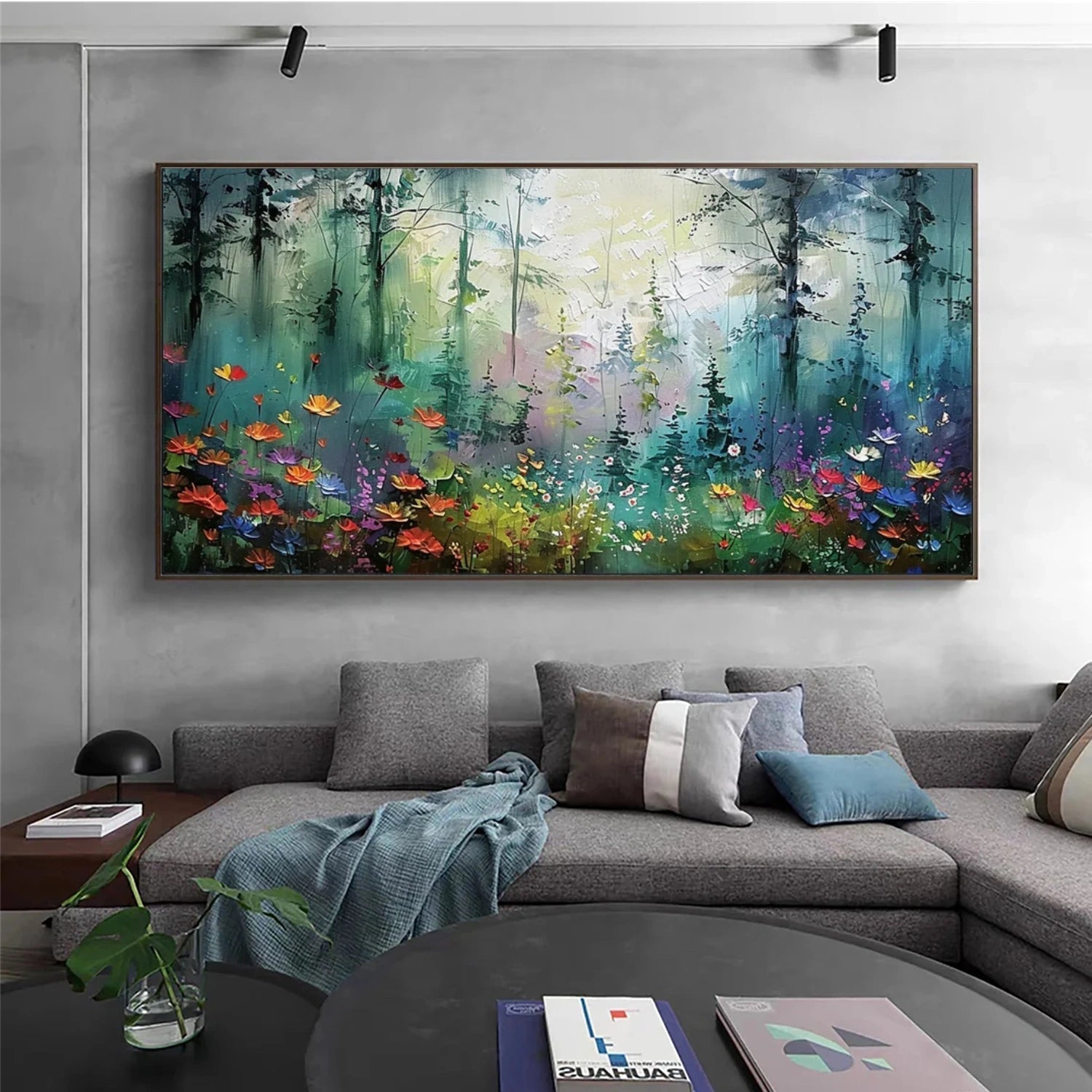 Abstract Light Through Trees Painting | Textured Forest Oil Art  #JJ 319