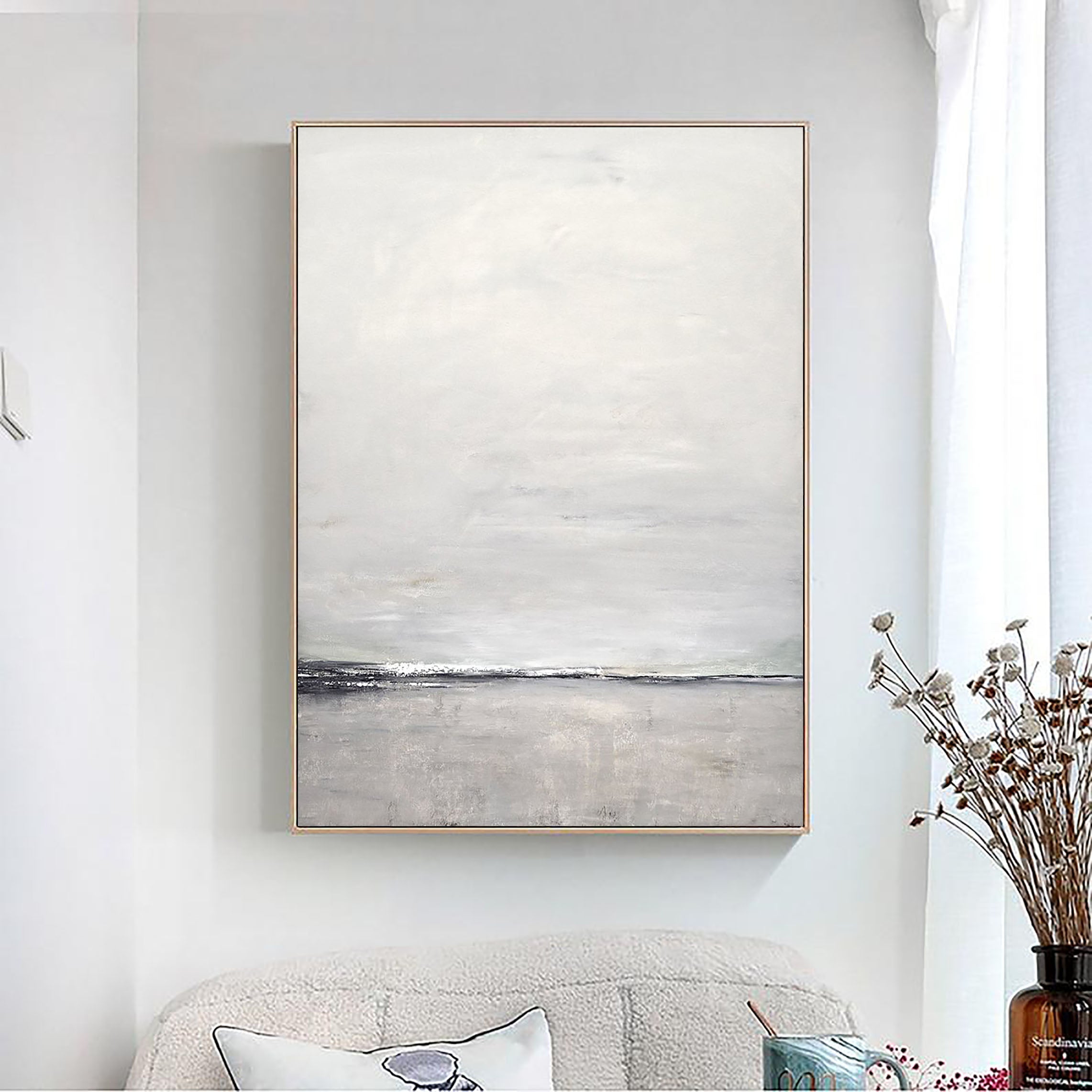 Ocean Wall Art -Modern Minimalist Landscape Abstract Oil Painting #JJ 114