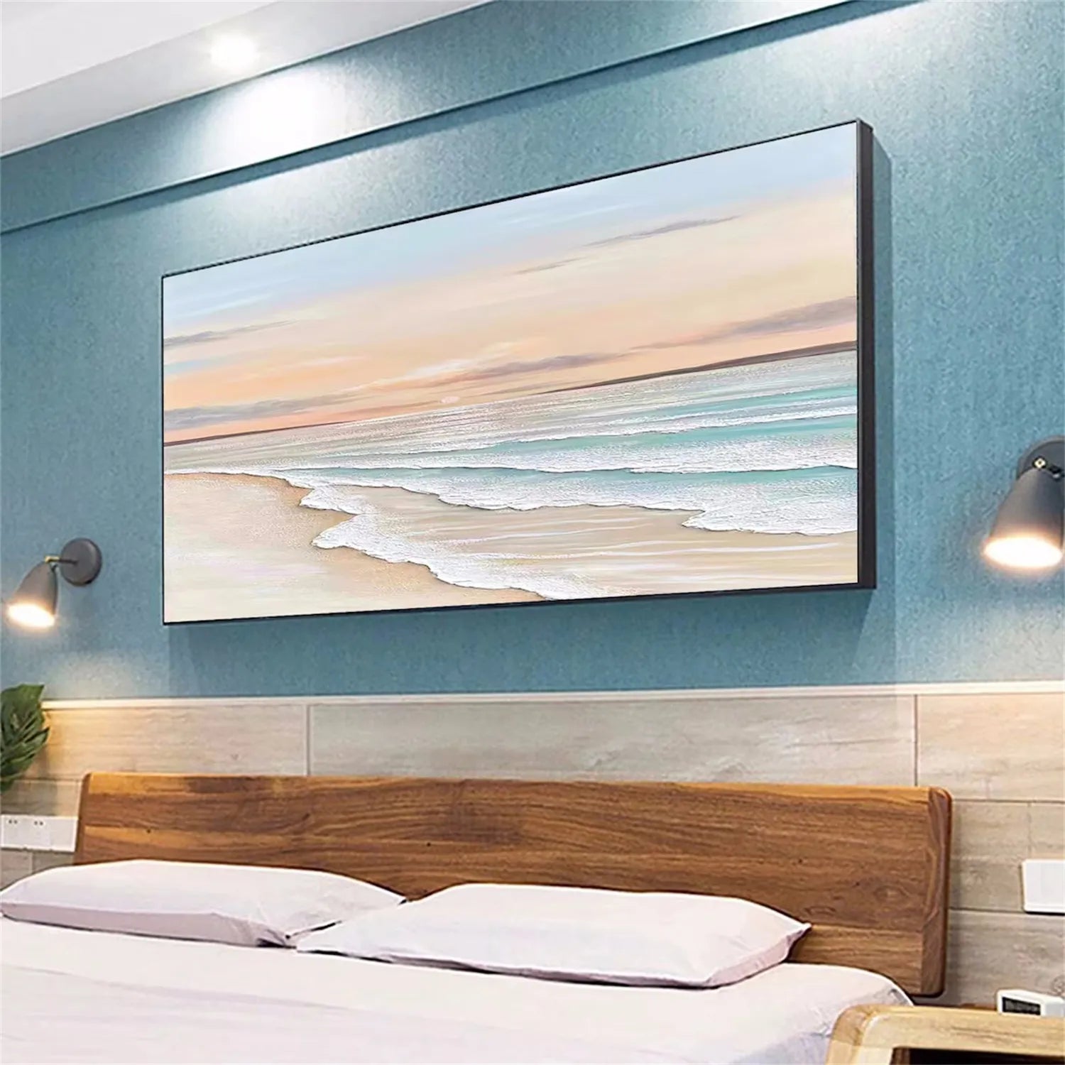 Oversized Coastal Artwork | Modern Beach Painting Above Couch #ZZ 057