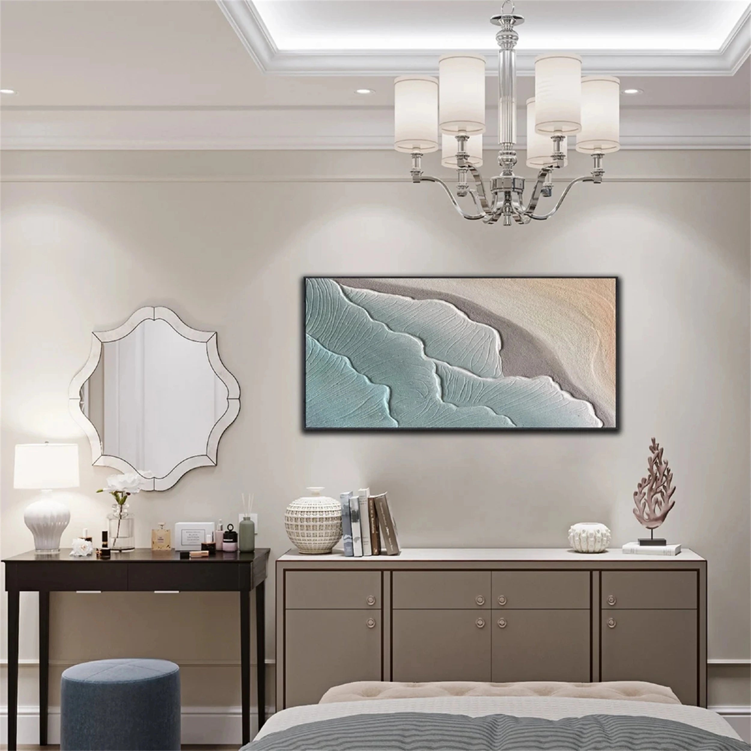 Textured Ocean Waves Abstract Wall Art Home Decor #JJ 250