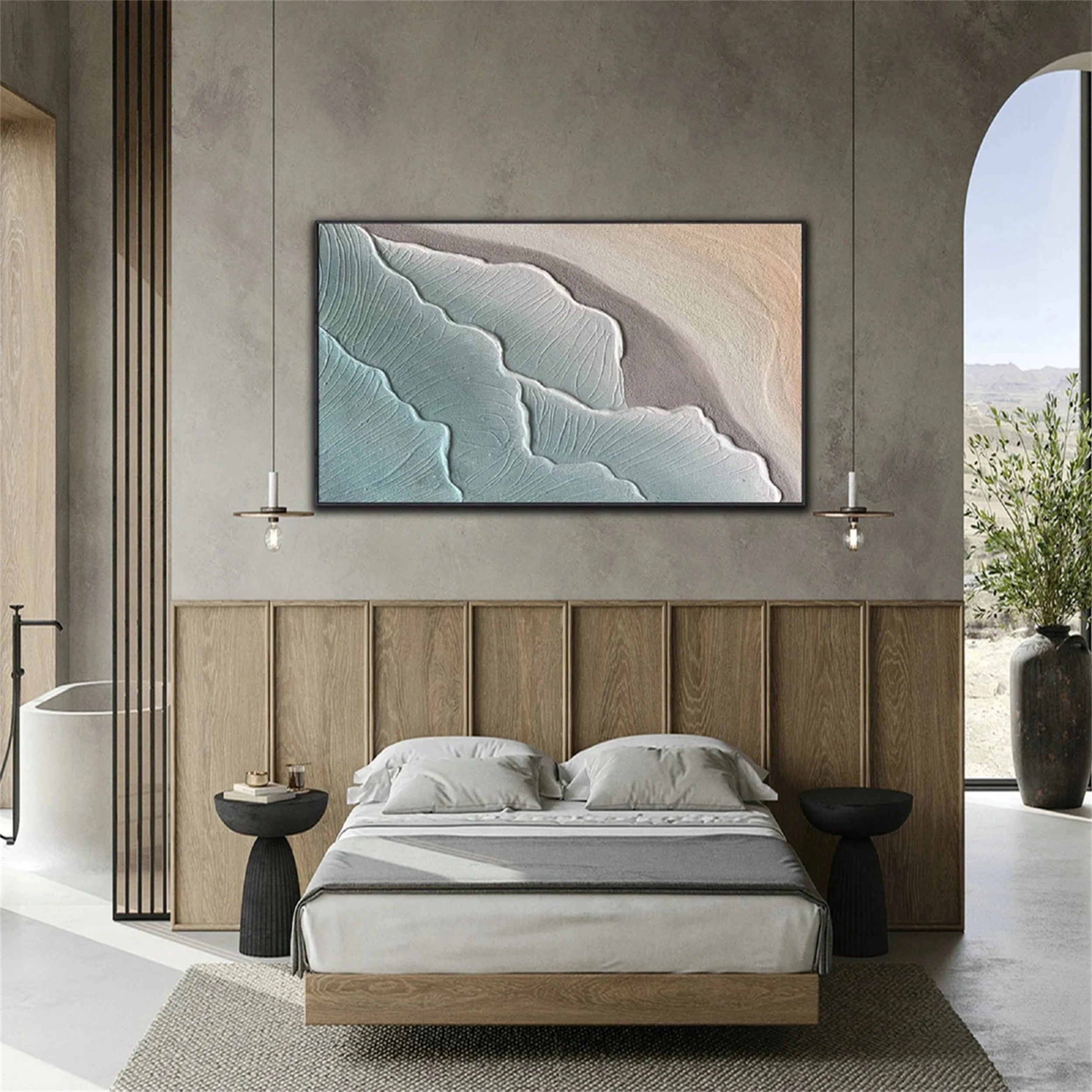 Textured Ocean Waves Abstract Wall Art Home Decor #JJ 250