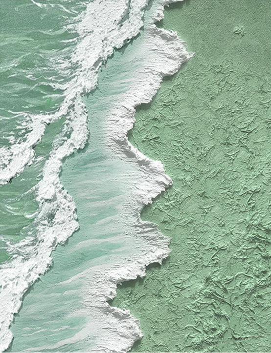 Textured Green Ocean Wave Art | Vertical 3D Coastal Canvas #ZZ 056