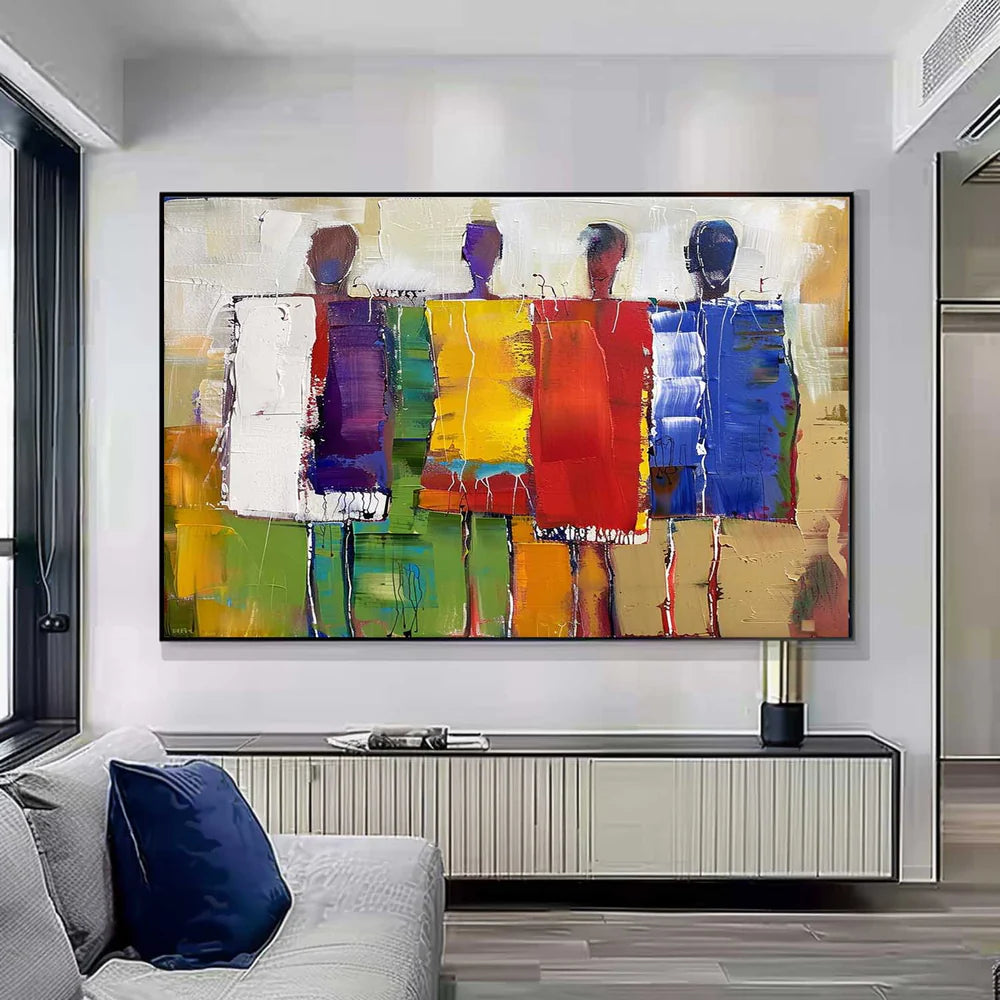 Modern Abstract Figures Oil Painting - Colorful Group Art #JJ 049