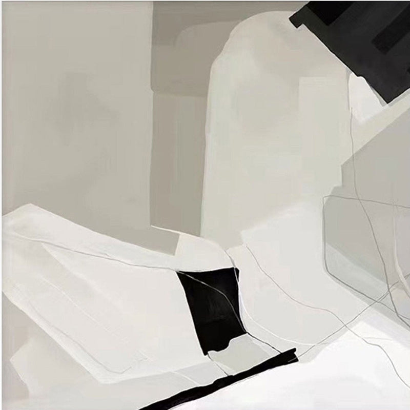 Large Minimalist Abstract Painting in Black and White #TC 207