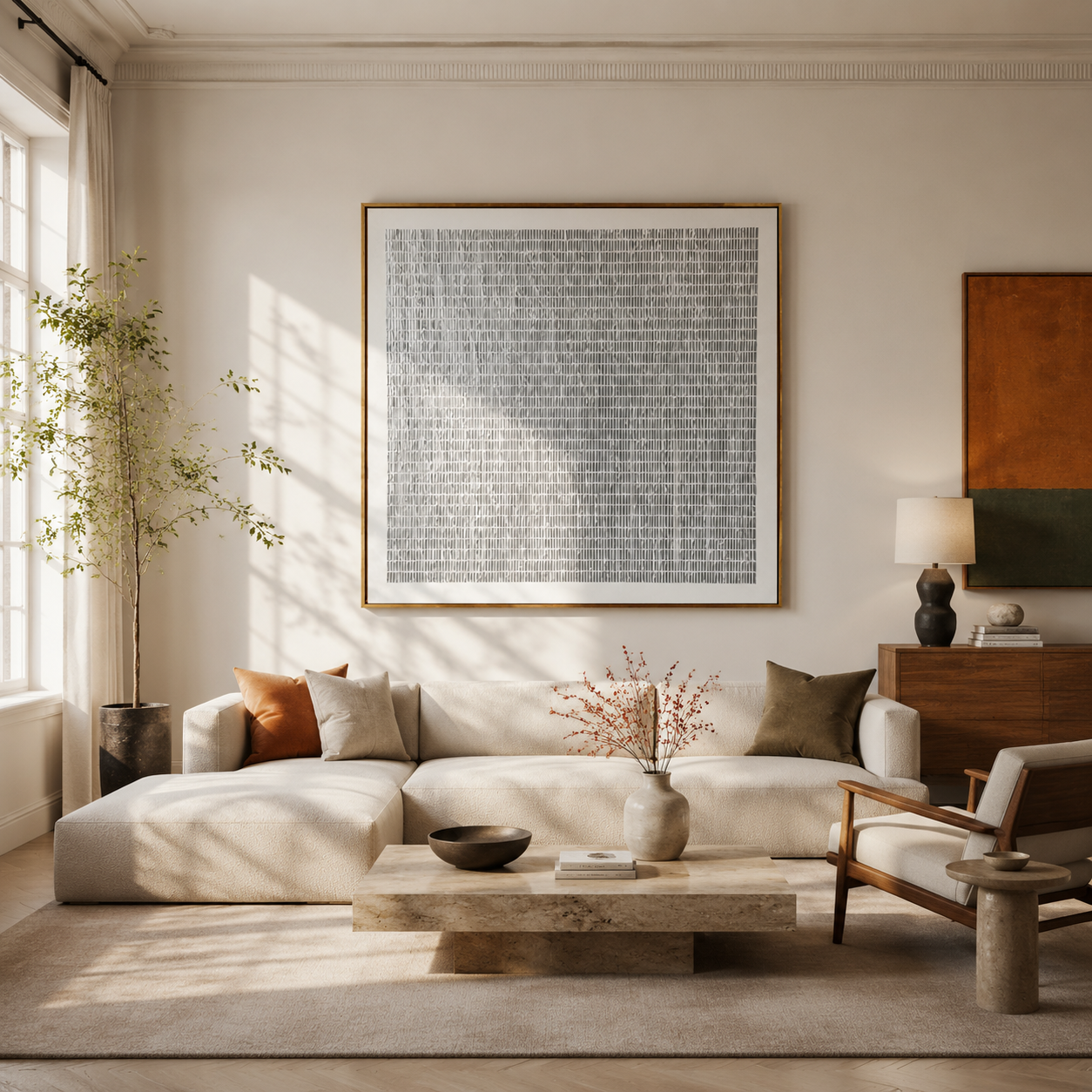 Silent Pattern – Monochrome Minimalist Wall Art for Japandi Interiors
