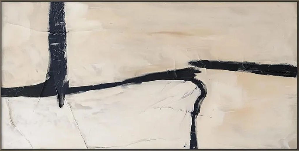 Geometric Abstract Oil Painting | Bold Black Lines Original Art  #TC 059