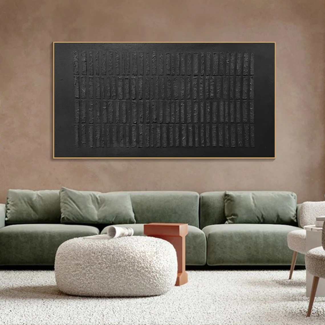 Large Modern Black Textured Wall Art #TC 084
