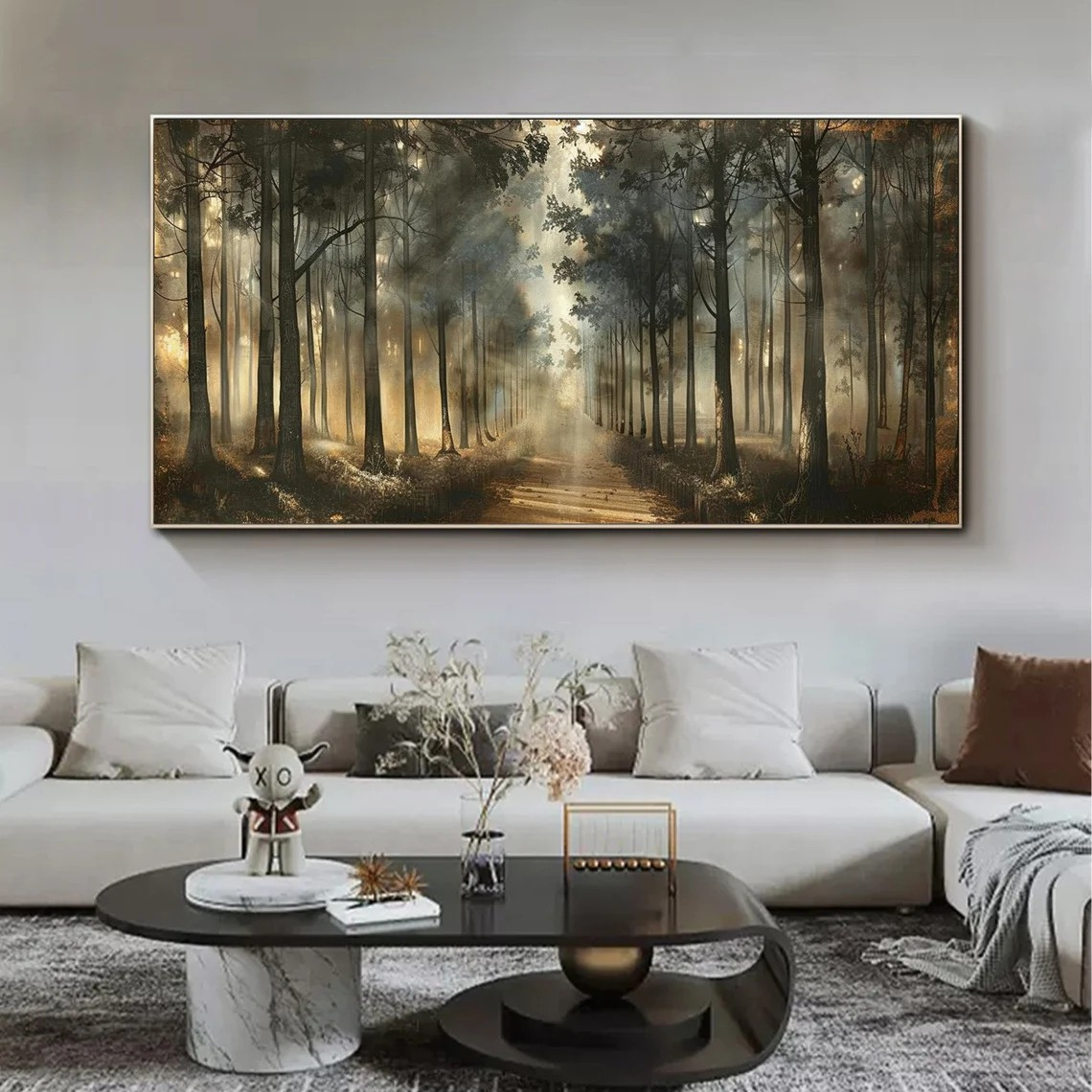 Forest Path Abstract Oil Painting - Sun-Drenched Woodland #JJ 041