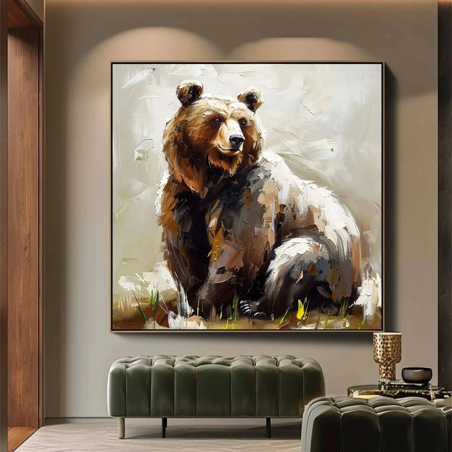 Abstract Bear Portrait: Large Contemporary Wildlife Wall Art #ZZ 027