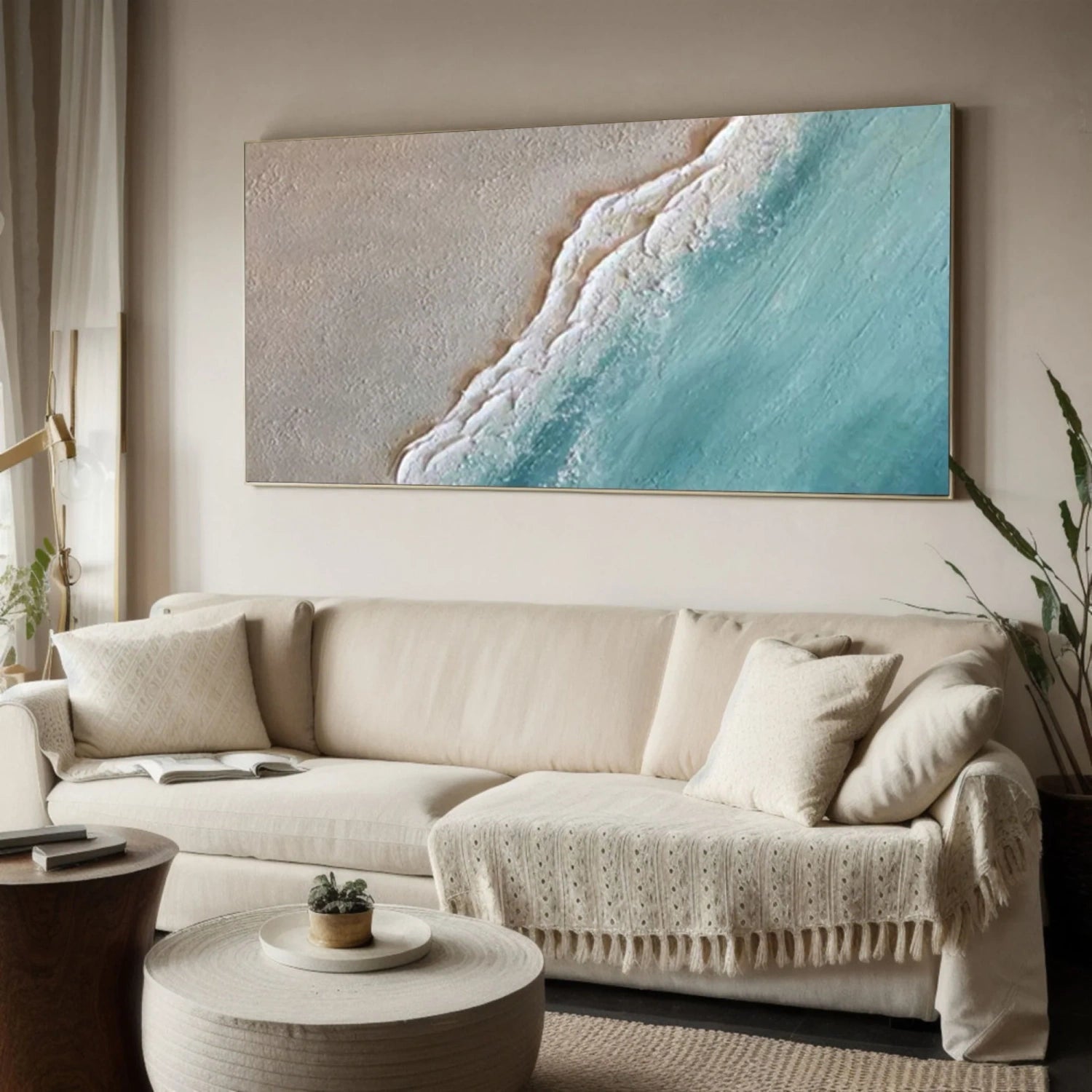 3D Textured Coastal Art | Ocean Wave and Sand Abstract Painting #JJ 160