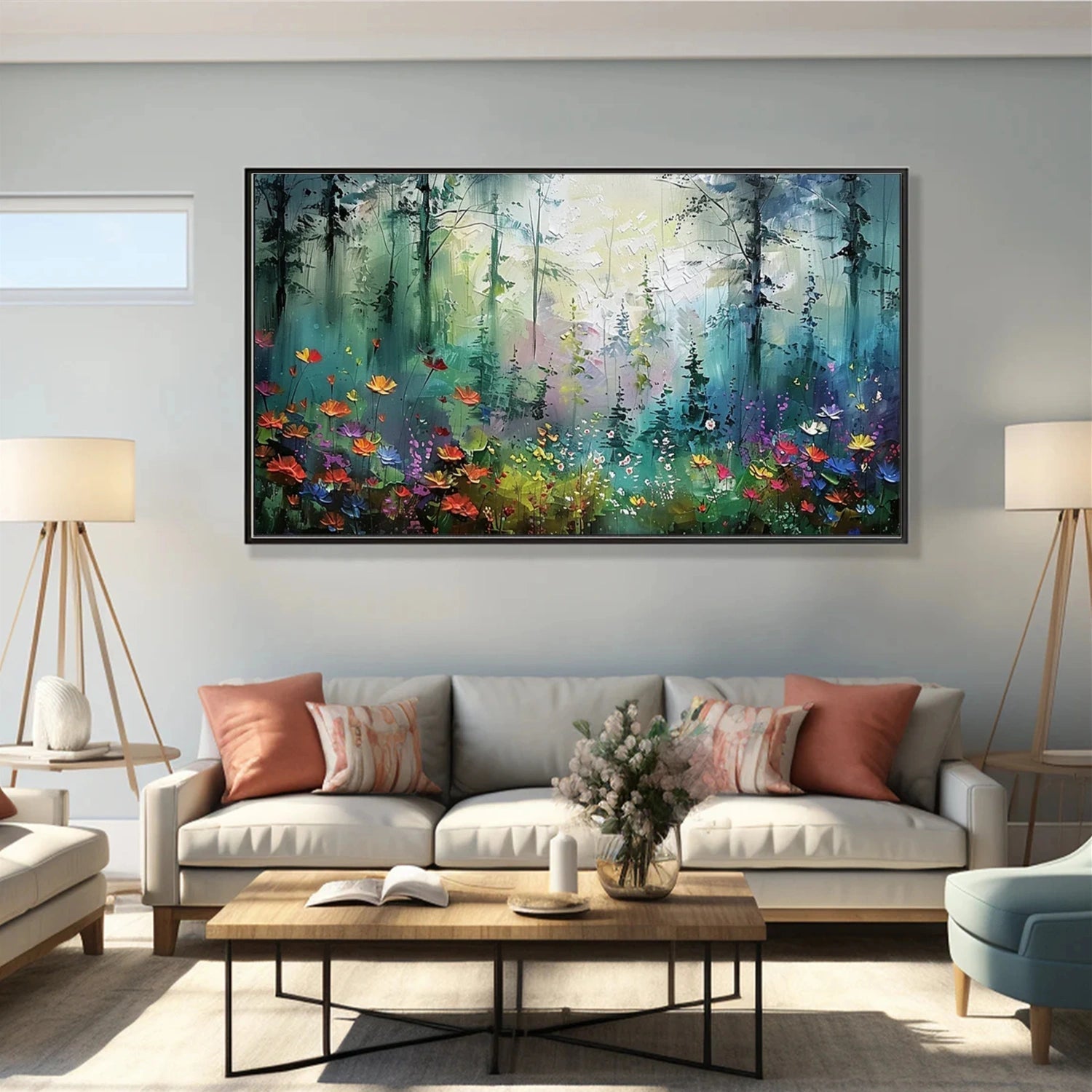 Abstract Light Through Trees Painting | Textured Forest Oil Art  #JJ 319