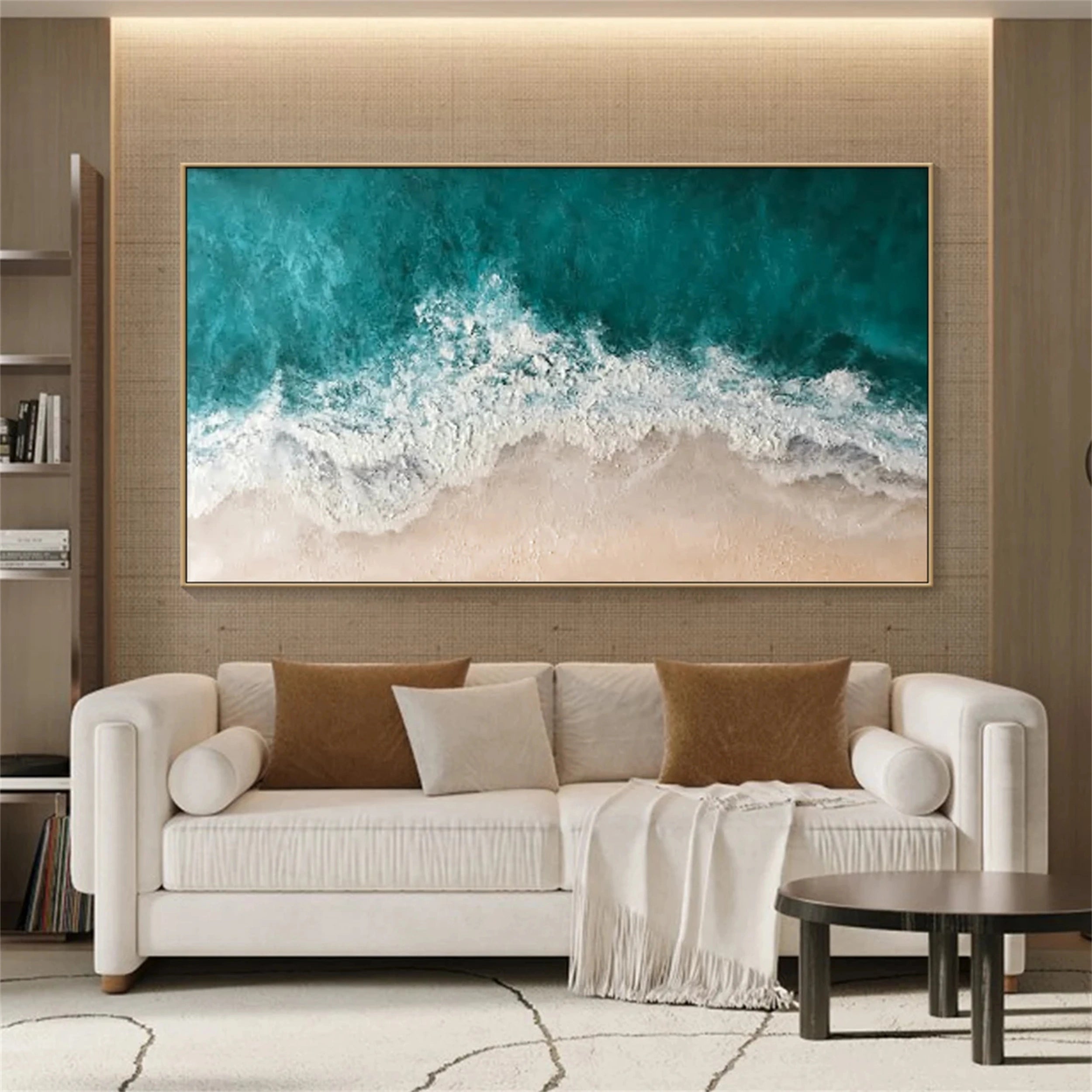 Handmade 3D Textured Blue Ocean Painting Wall Art Home Decor #JJ 252