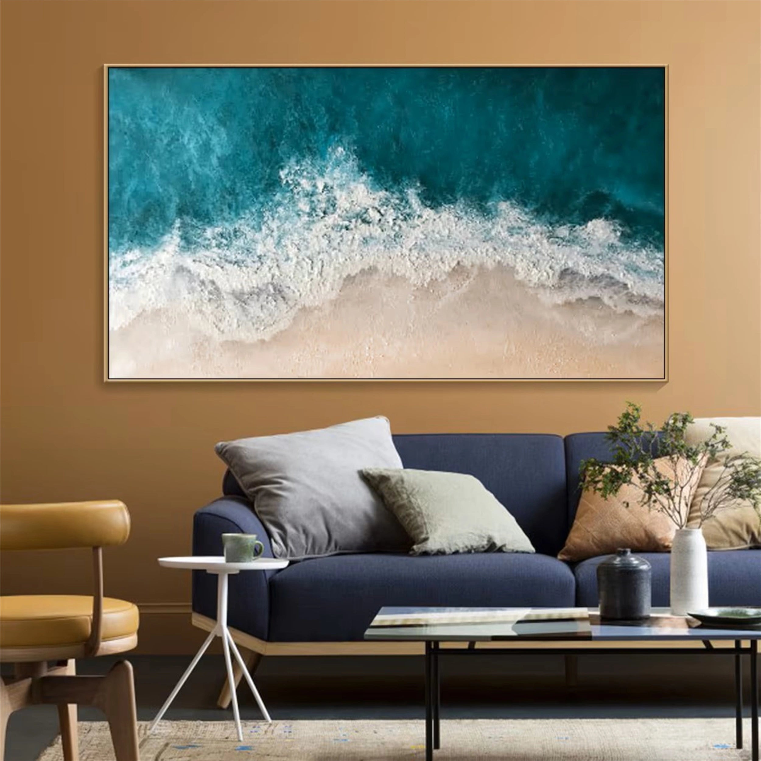 Handmade 3D Textured Blue Ocean Painting Wall Art Home Decor #JJ 252