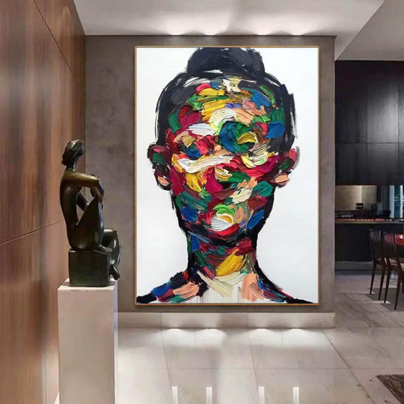 Colorful Abstract Portrait Wall Art | Large Vertical Textured Painting #ZZ 205