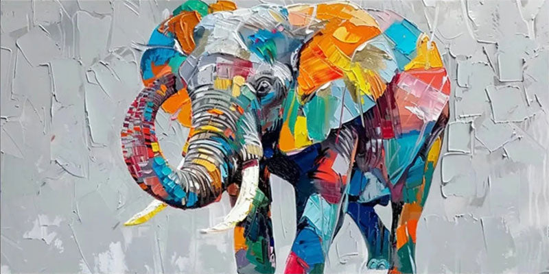 Contemporary Animal Artwork | Large Colorful Elephant Painting #ZZ 208