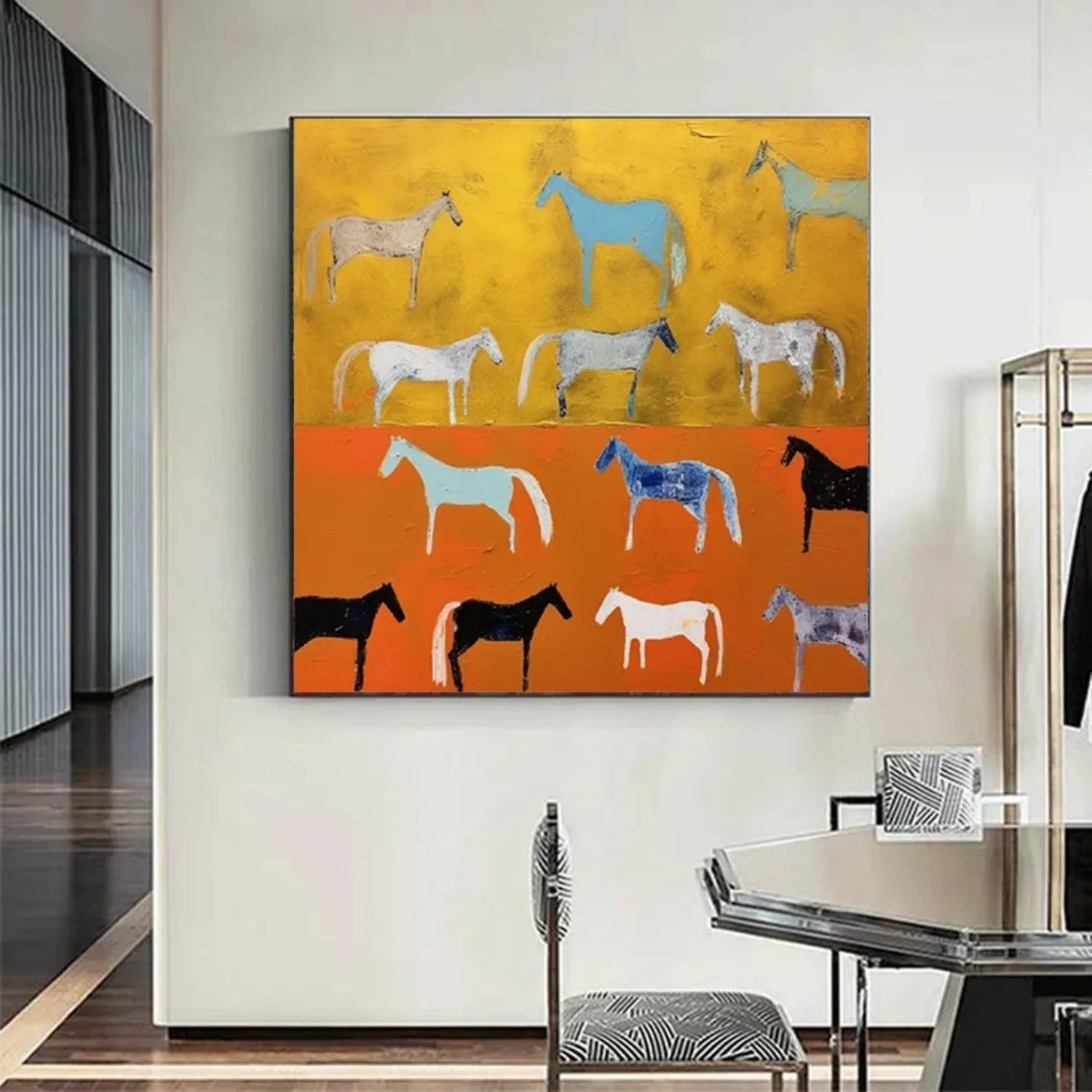 Abstract Equine Pattern: Colorful Horse Silhouettes #ZZ 029
