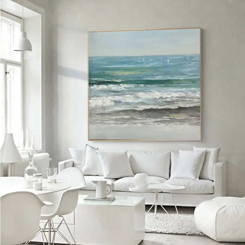 Peaceful Textured Neutral Seascape Art for Home Decor #JJ 279