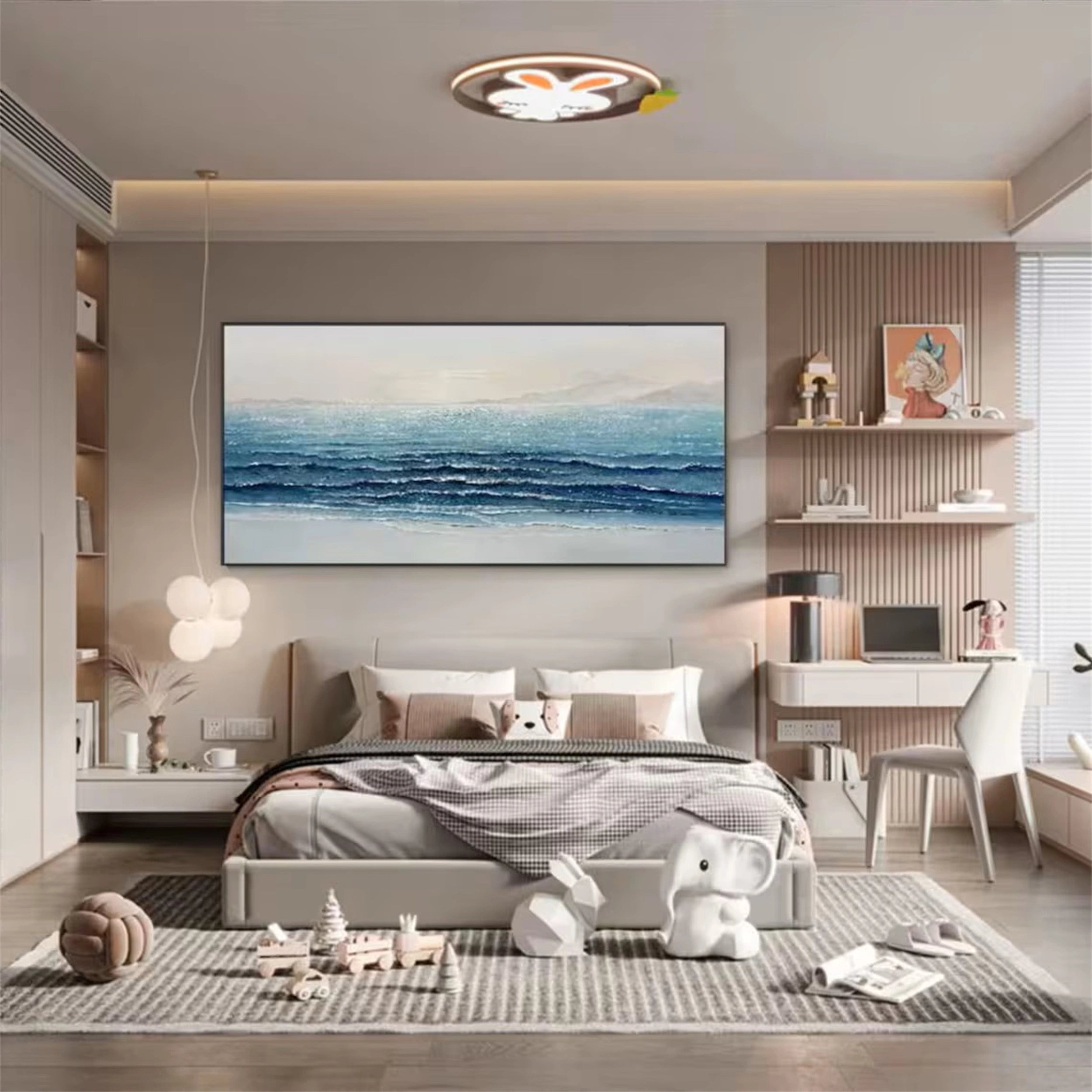 Large Ocean Waves Abstract Wall Art Painting for Dining Room Decor #JJ 246