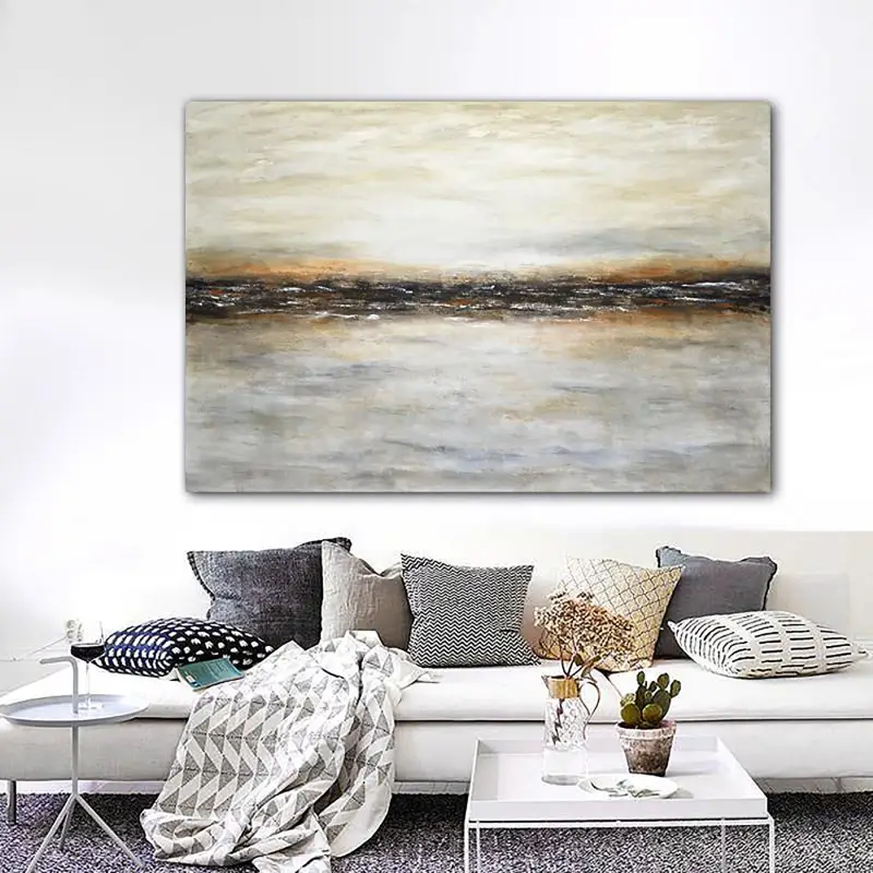 Large Horizontal Wall Art Modern Abstract Coastal Wave Canvas #JJ 272