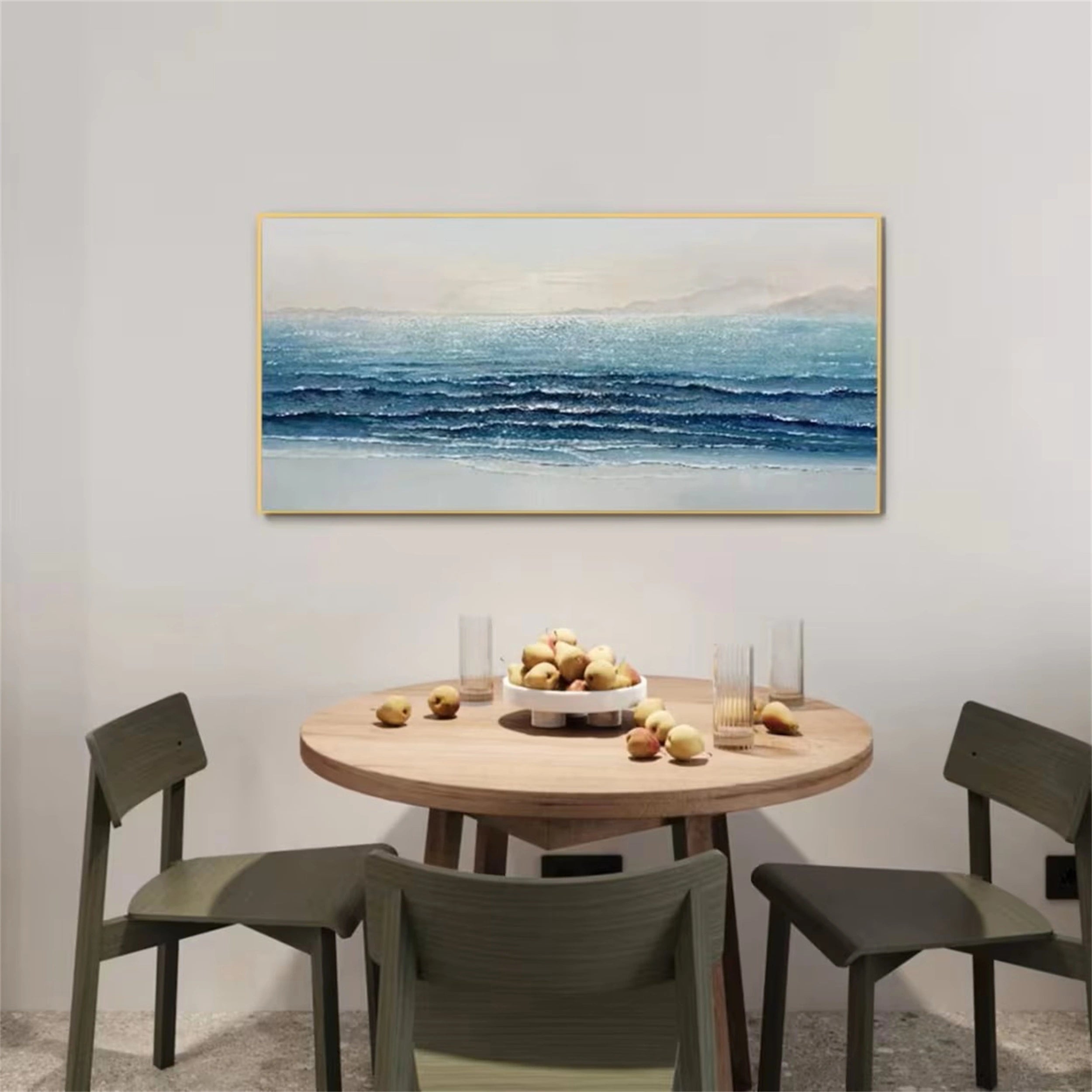 Large Ocean Waves Abstract Wall Art Painting for Dining Room Decor #JJ 246