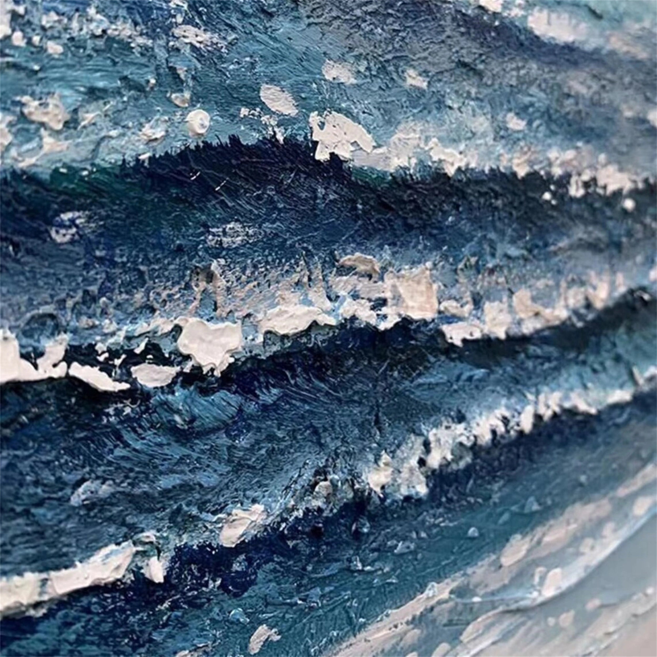 Large Ocean Waves Abstract Wall Art Painting for Dining Room Decor #JJ 246