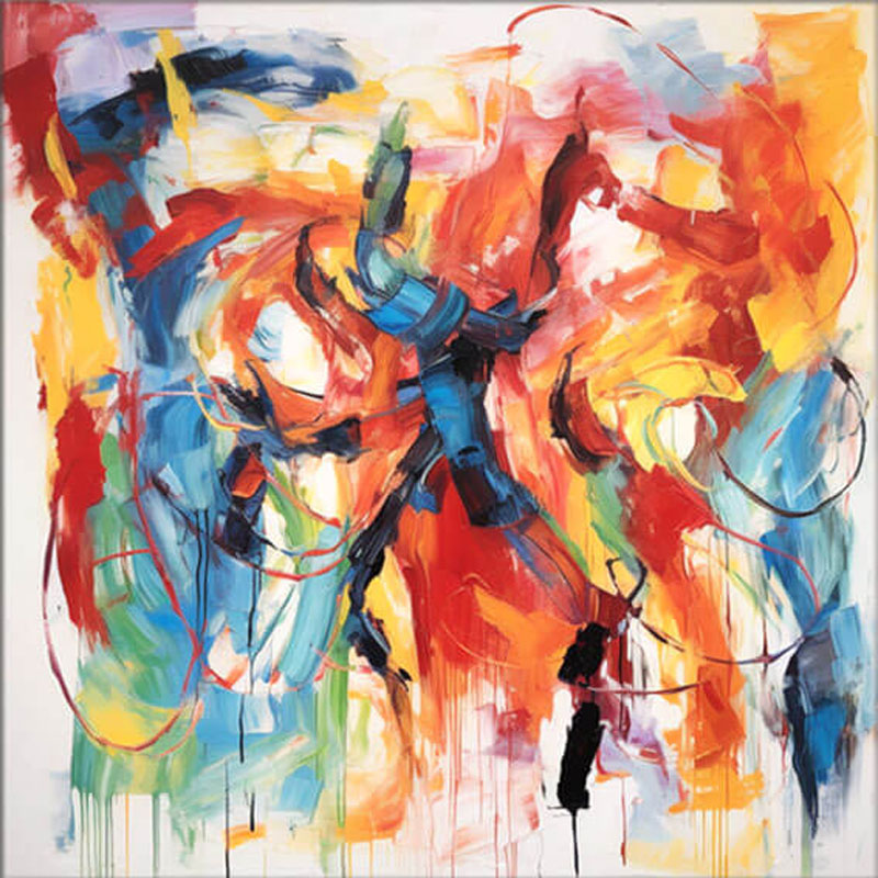 Large Colorful Abstract Wall Art | Square Contemporary Canvas Painting #ZZ 216