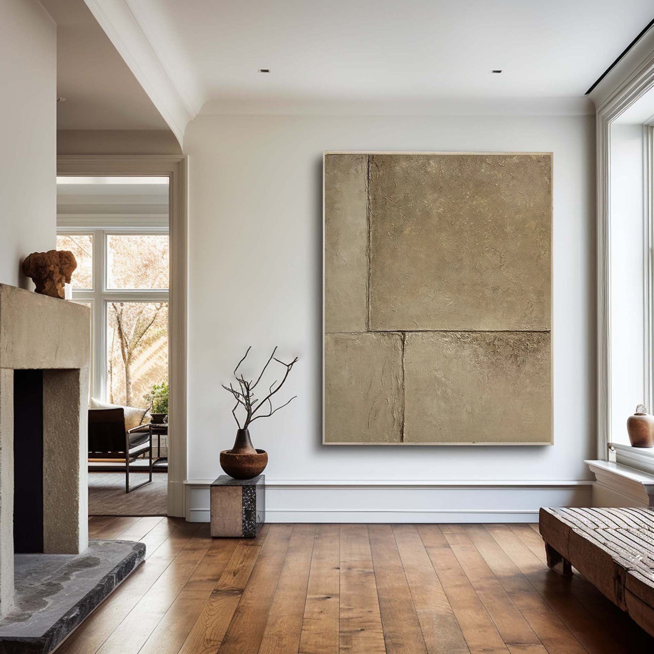 Concrete Effect Abstract Painting | Textured Neutral Wall Art Decor #JJ 055