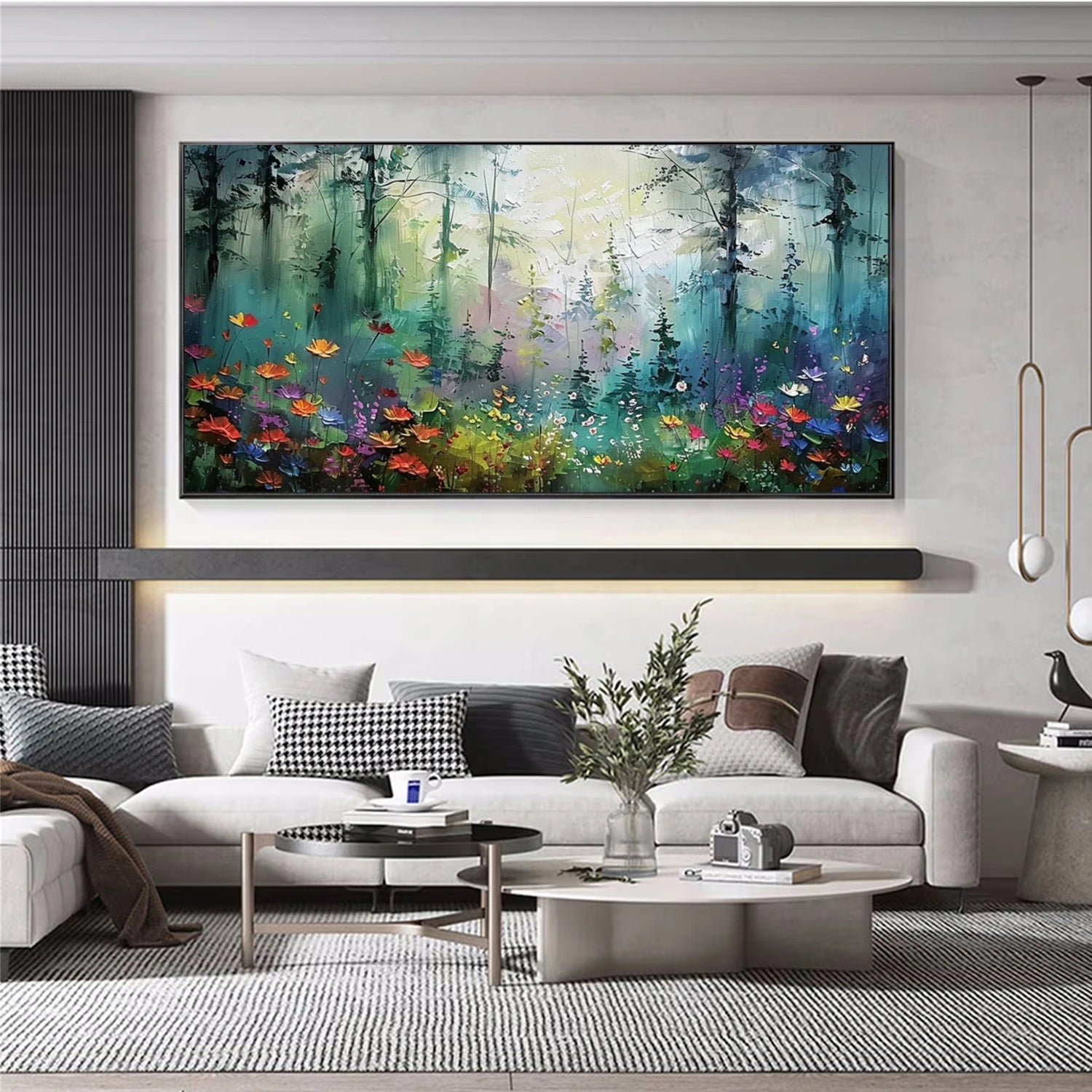 Abstract Light Through Trees Painting | Textured Forest Oil Art  #JJ 319