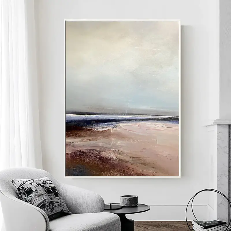 Abstract Beach Landscape Canvas Art - Large Nature-Inspired Wall Decor #JJ 150