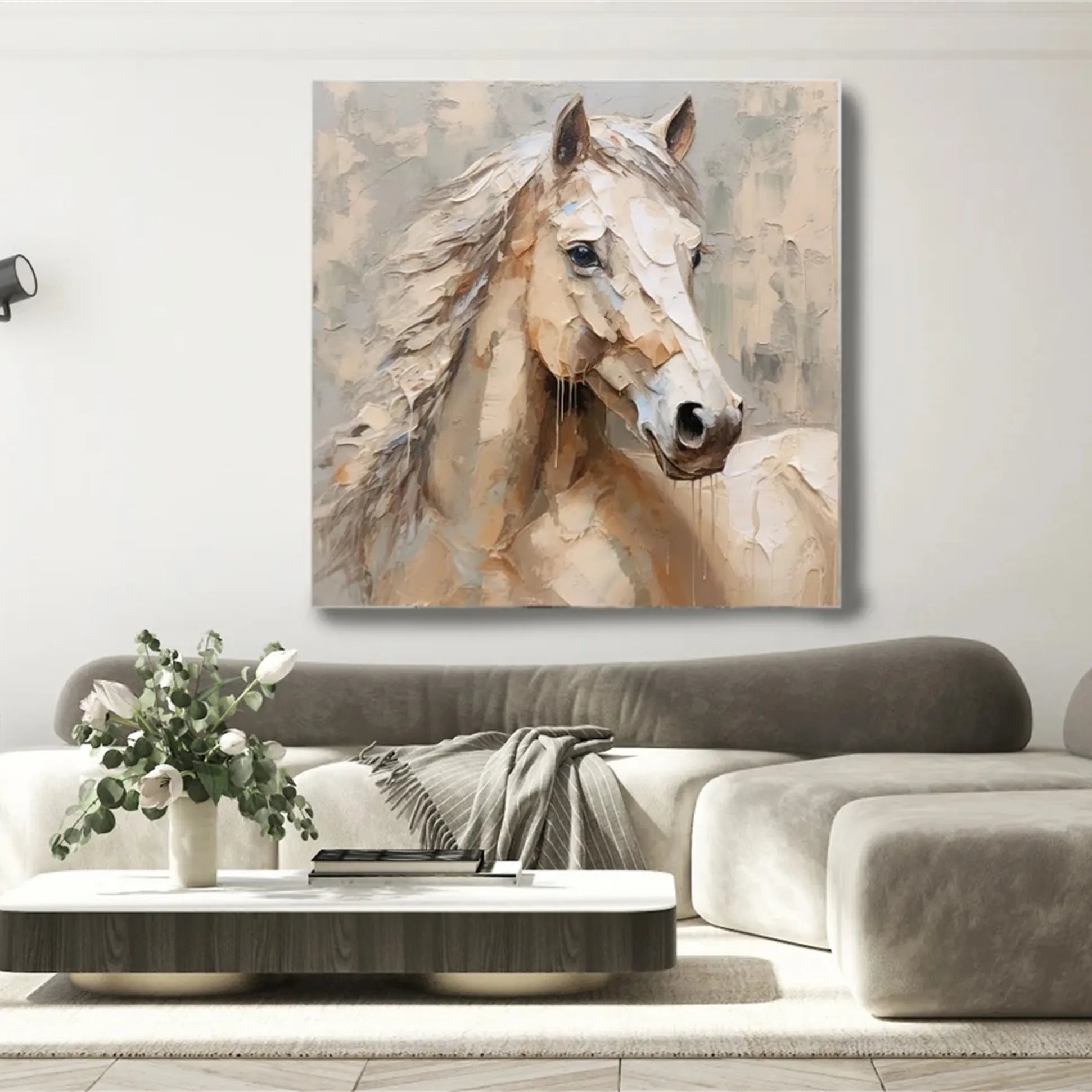 Soft Horse Artwork: Modern Neutral Animal Fine Art #ZZ 026