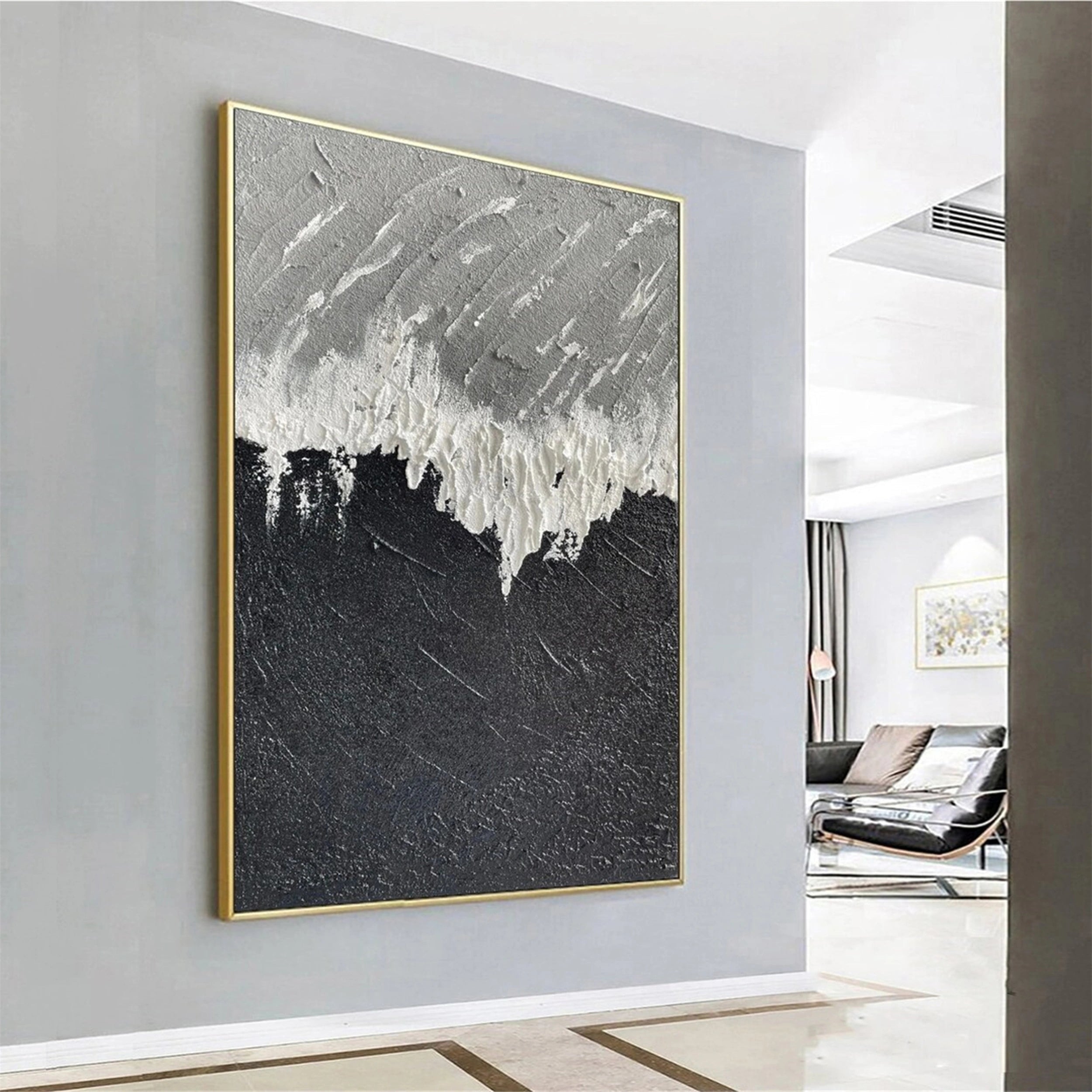 Textured Black White Grey Art | Modern Abstract Painting #JJ 225