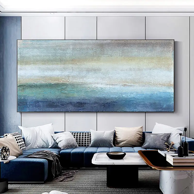 Textured Atmospheric Seascape | Large Abstract Painting Decor #ZZ 053