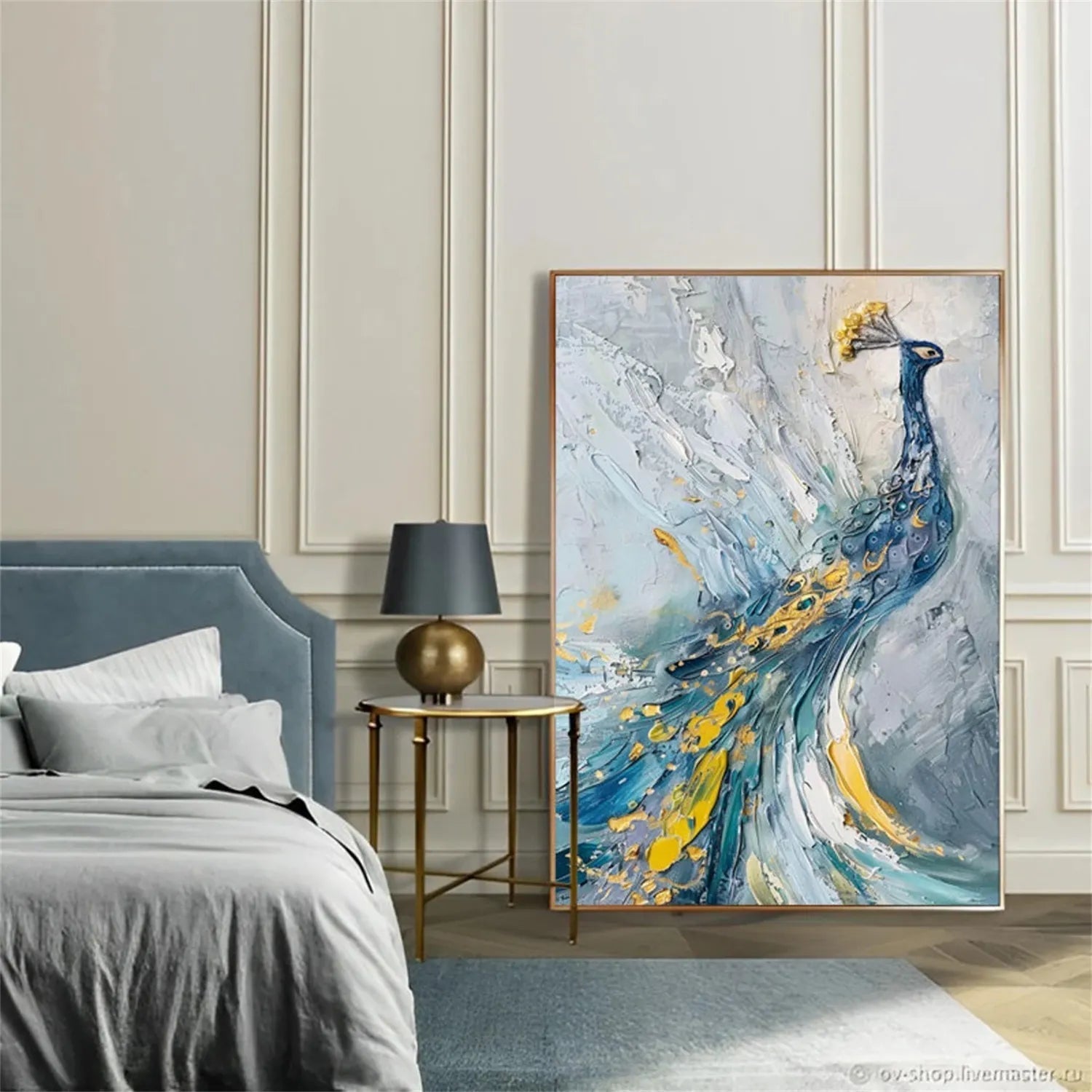 Abstract Peacock Wall Art | Large Textured Bird Painting #ZZ 206