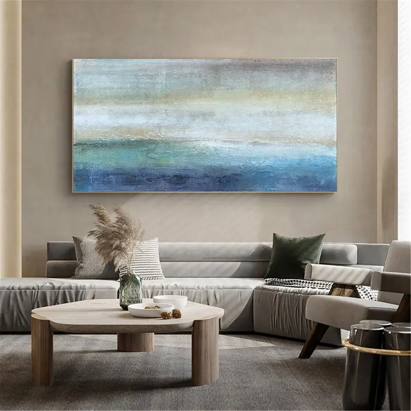Textured Atmospheric Seascape | Large Abstract Painting Decor #ZZ 053