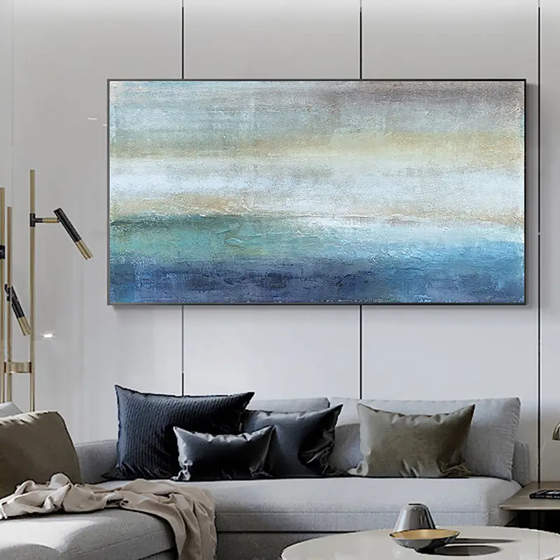 Textured Atmospheric Seascape | Large Abstract Painting Decor #ZZ 053