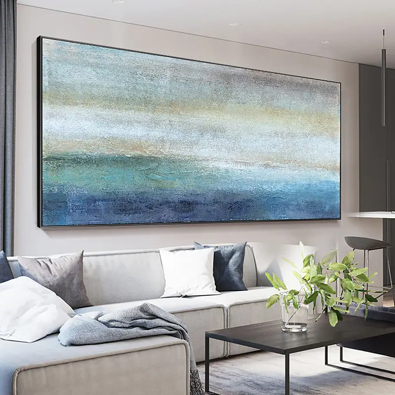 Textured Atmospheric Seascape | Large Abstract Painting Decor #ZZ 053
