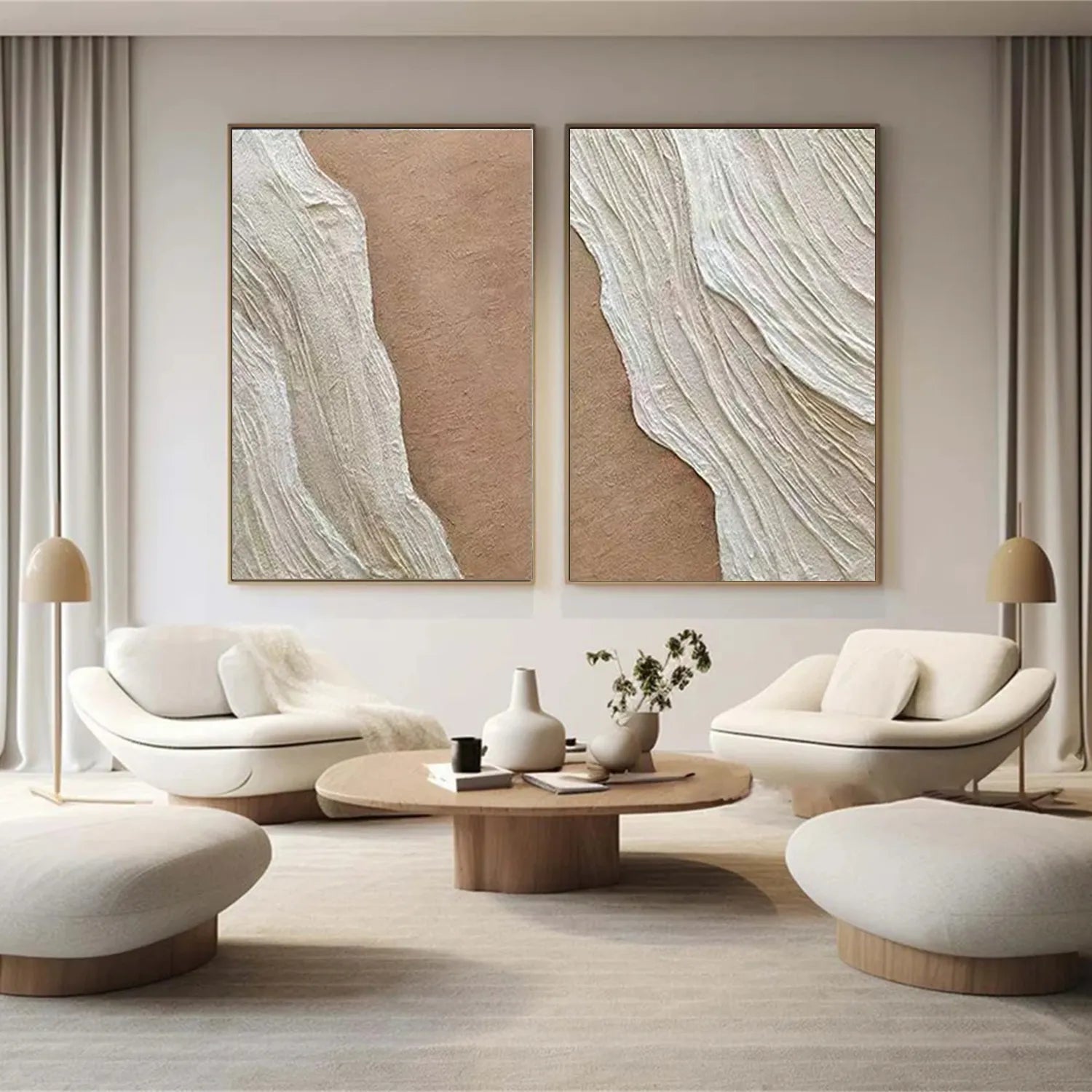Serene Beige Coast Art - Textured Minimalist Wall Decor #JJ 198