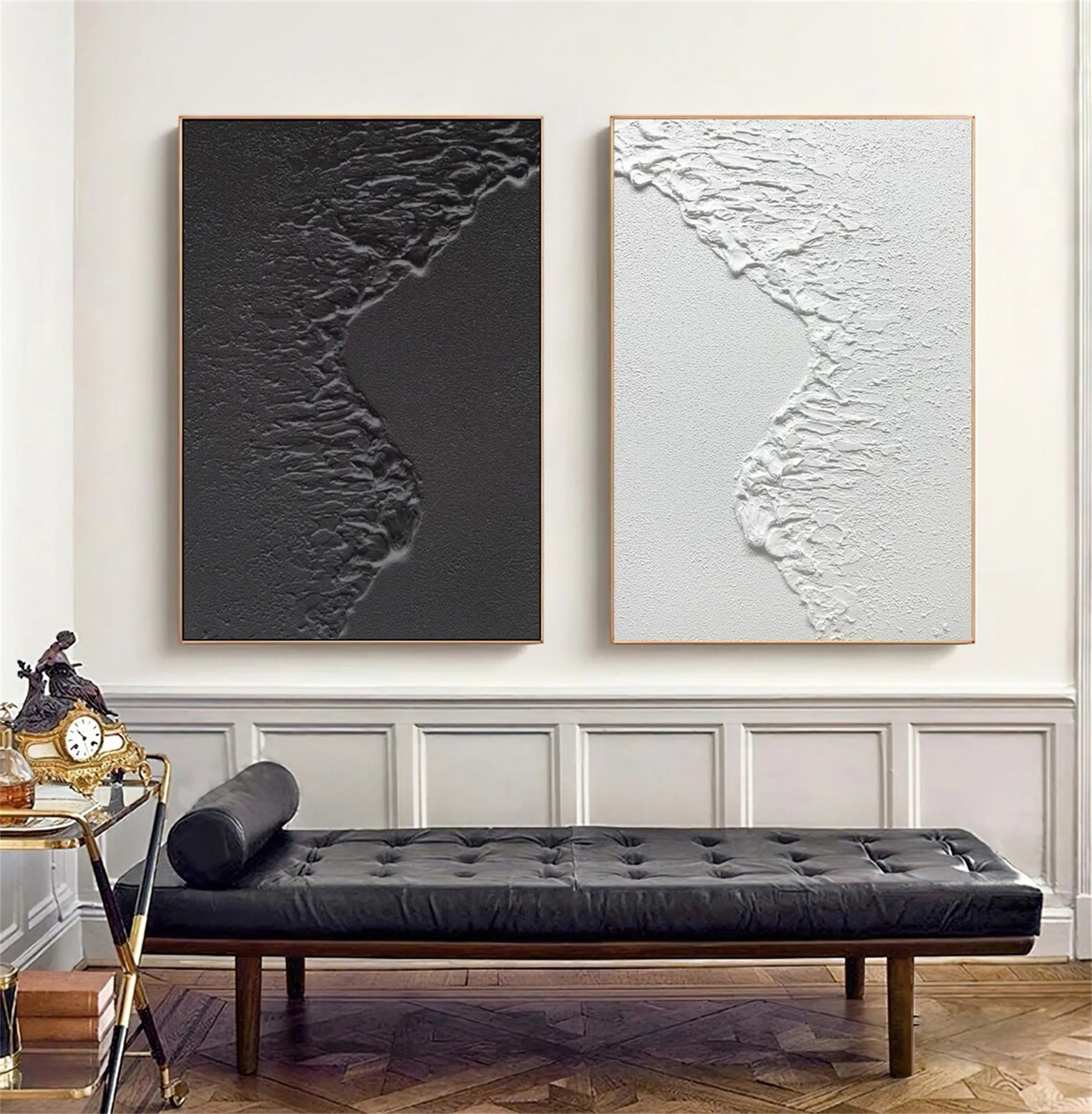 Black and White Seascape Art Set- Abstract Art Wall Decor #JJ 217