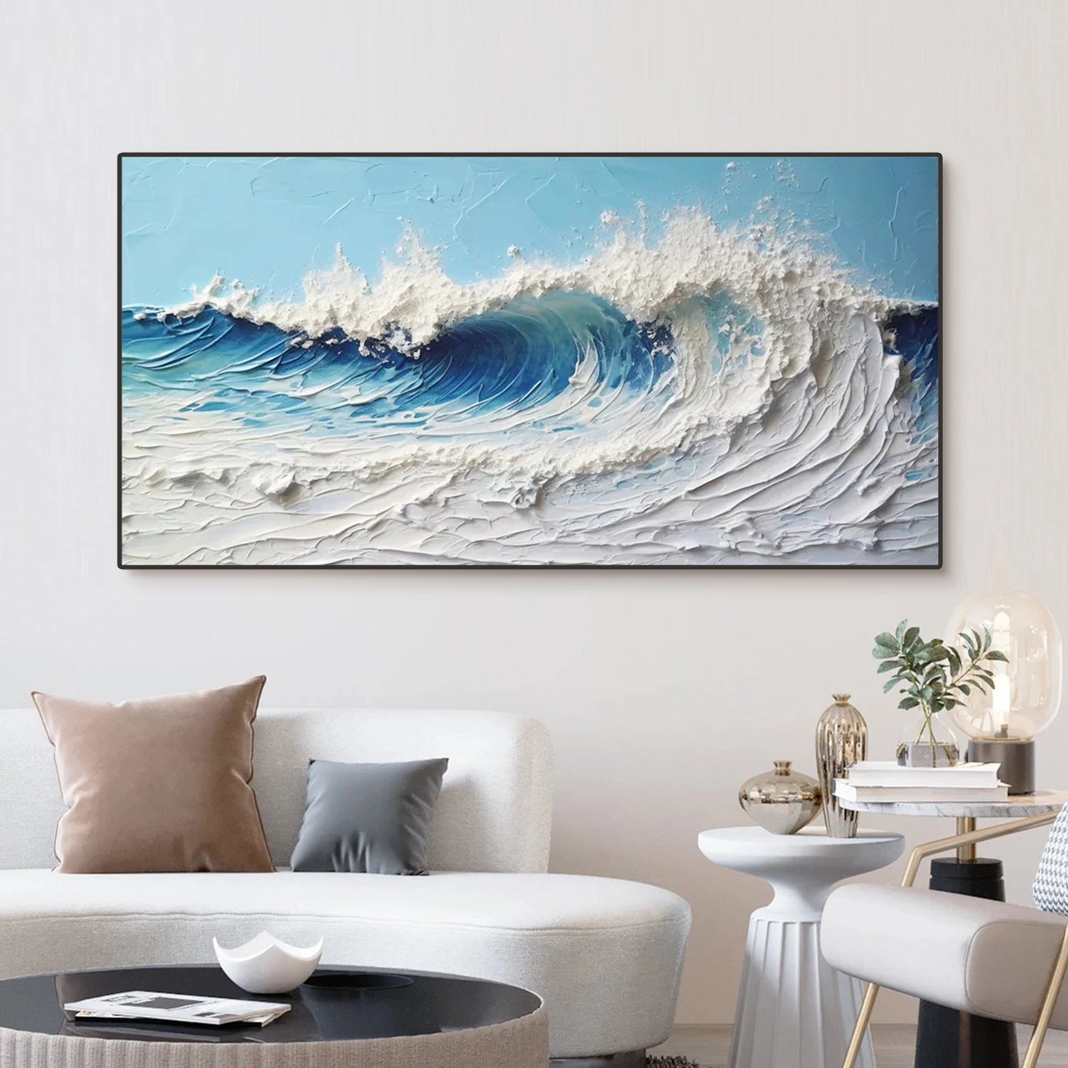 Textured Ocean Wave Wall Art | Large 3D Crashing Wave Painting #ZZ 073