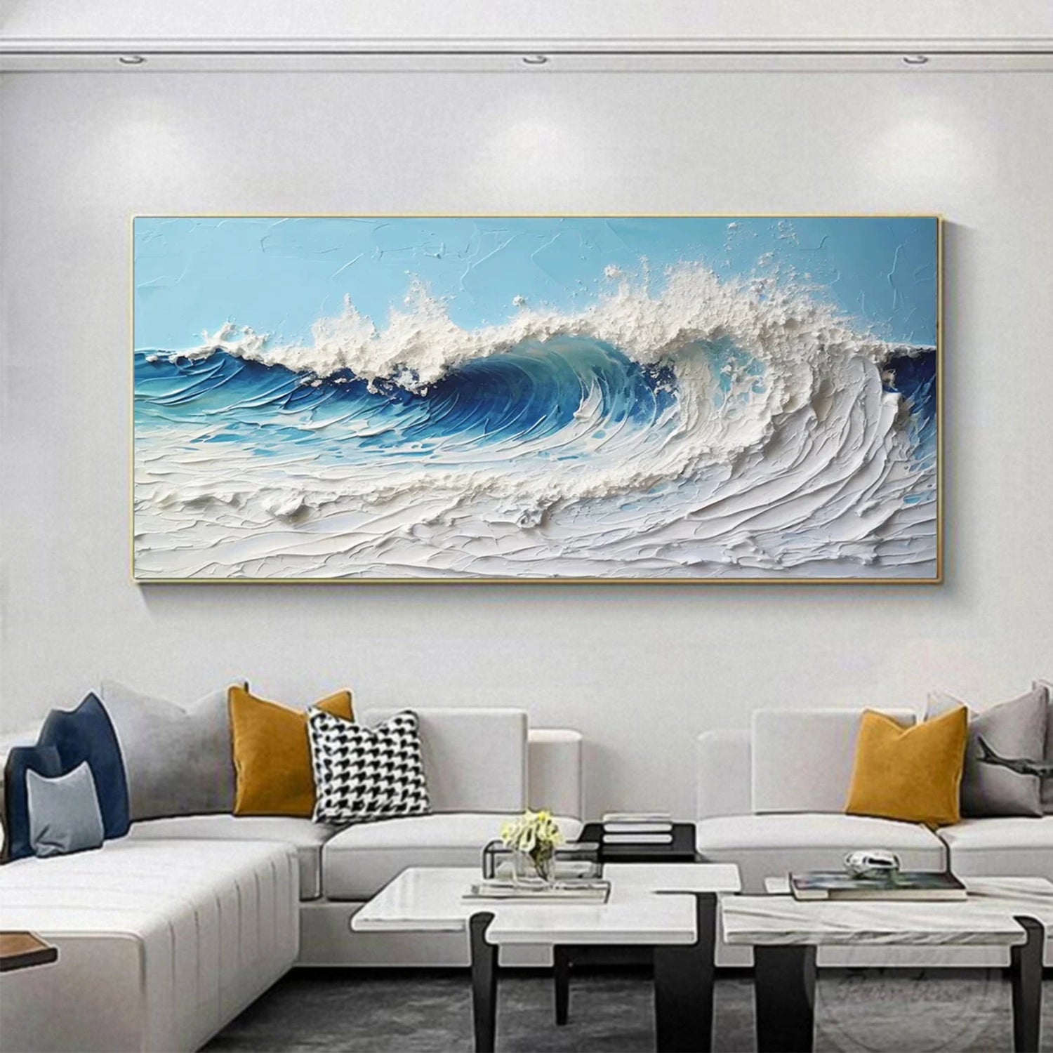 Textured Ocean Wave Wall Art | Large 3D Crashing Wave Painting #ZZ 073