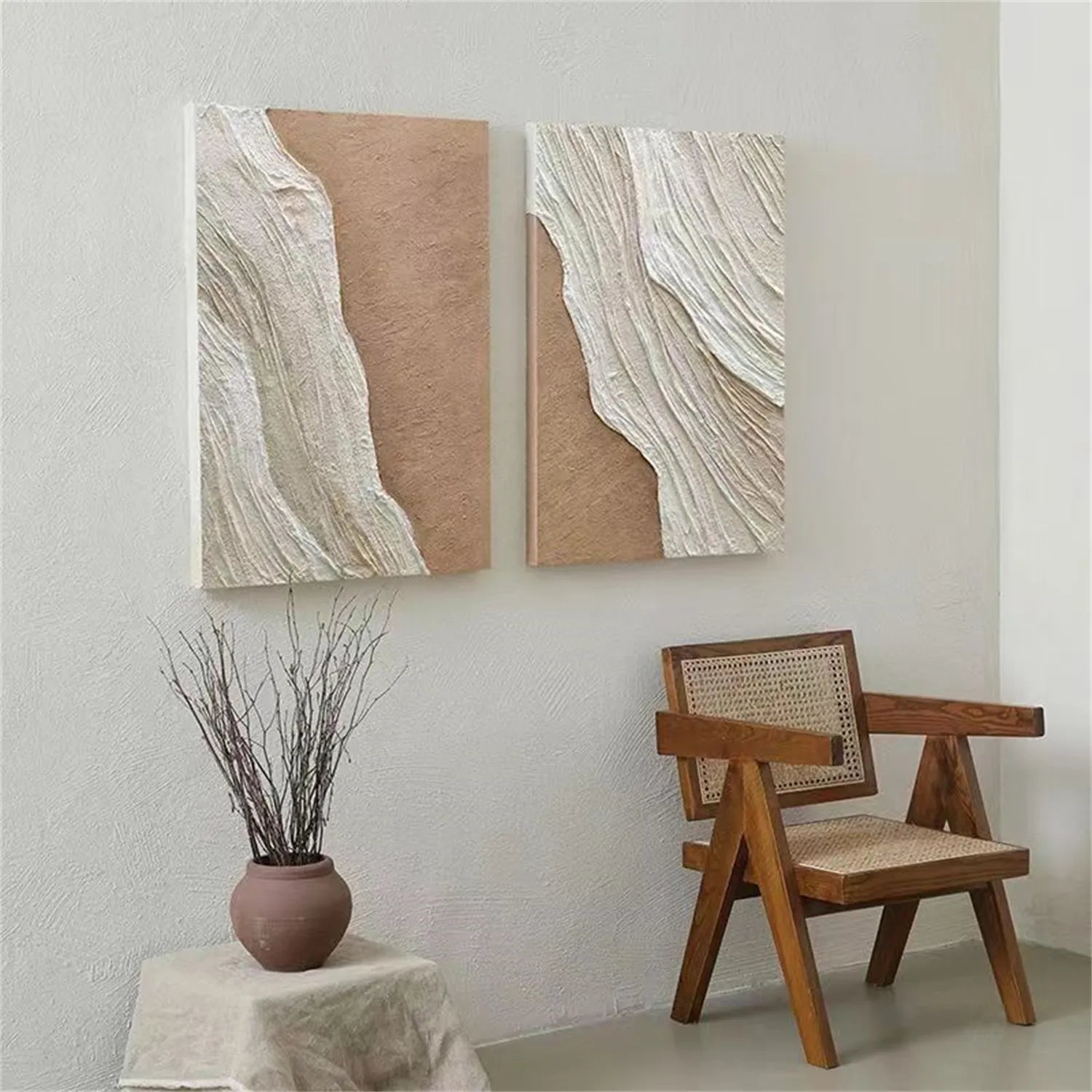 Serene Beige Coast Art - Textured Minimalist Wall Decor #JJ 198
