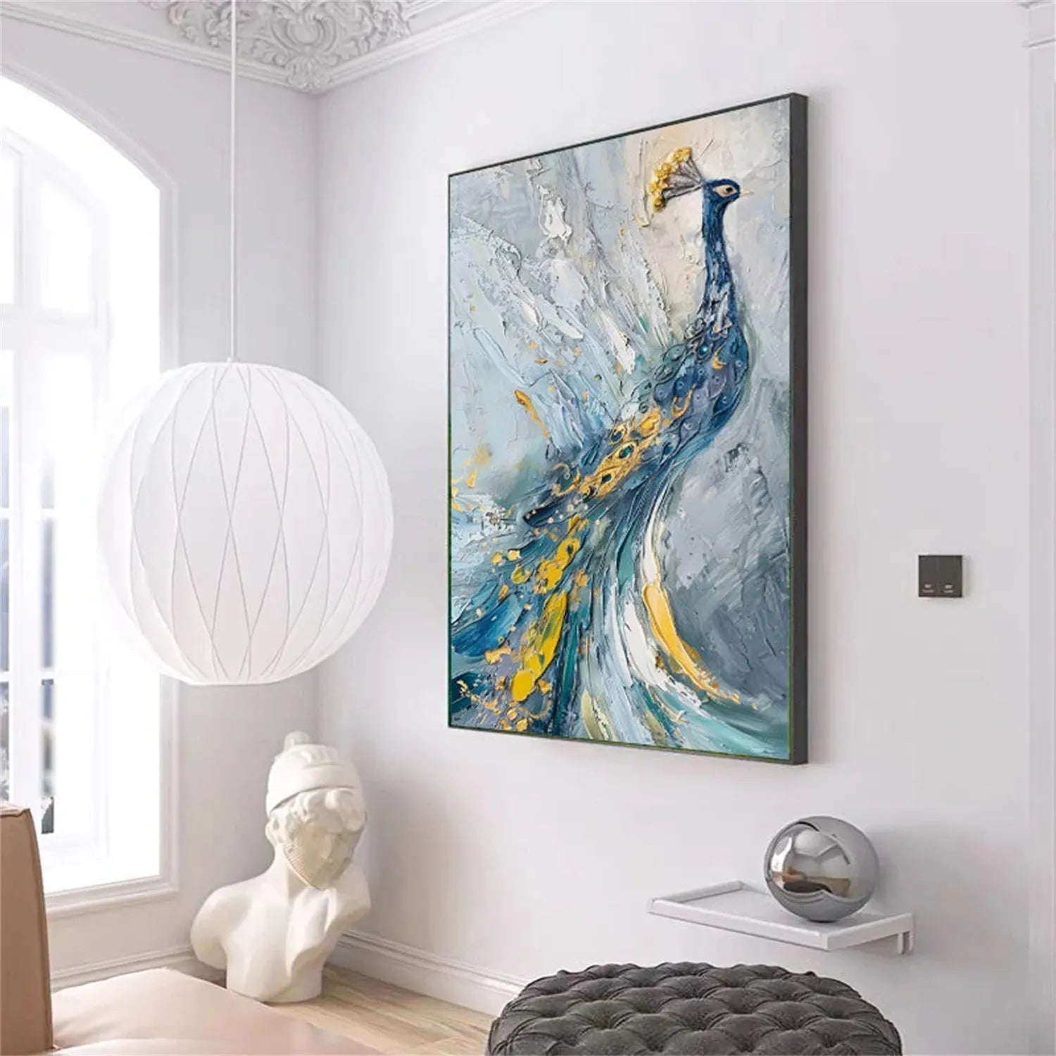 Abstract Peacock Wall Art | Large Textured Bird Painting #ZZ 206