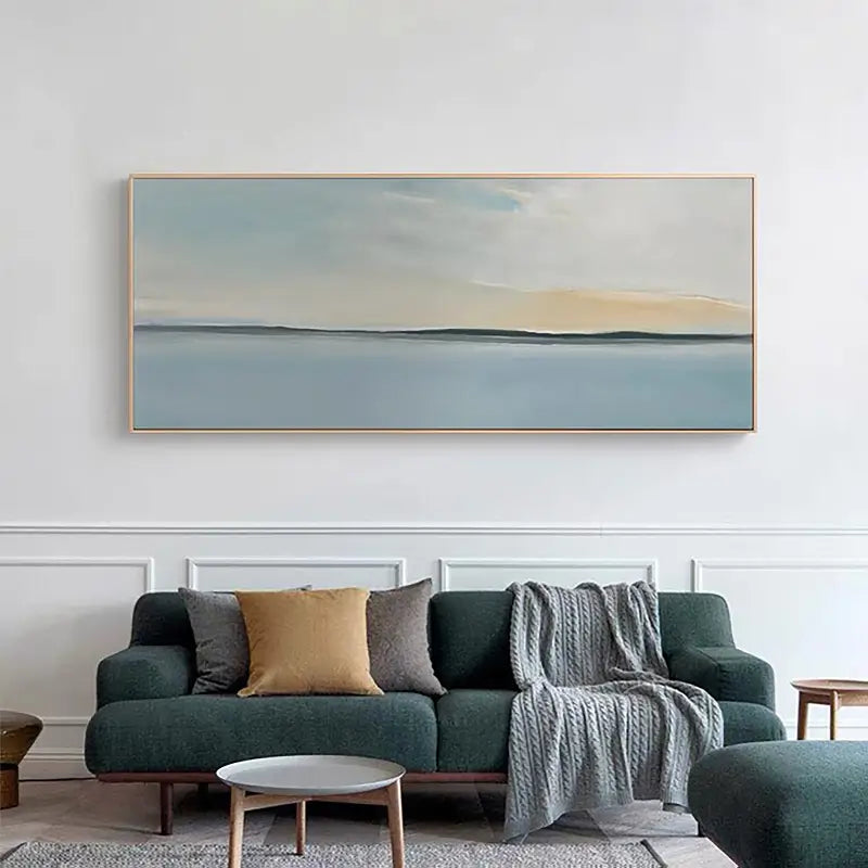 Calm Horizon Line Art | Large Abstract Seascape Painting #ZZ 054