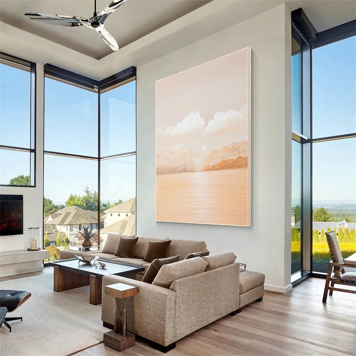 Tranquil Cloud and Sea Wall Art – Hand-Painted on Canvas #JJ 142
