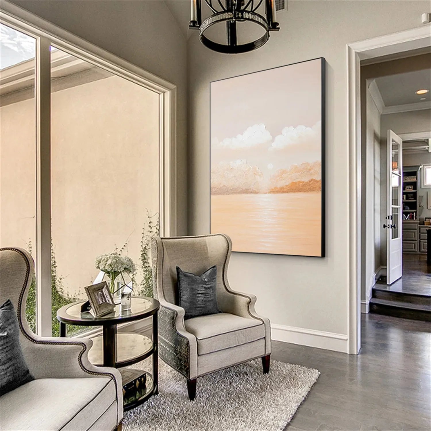 Tranquil Cloud and Sea Wall Art – Hand-Painted on Canvas #JJ 142