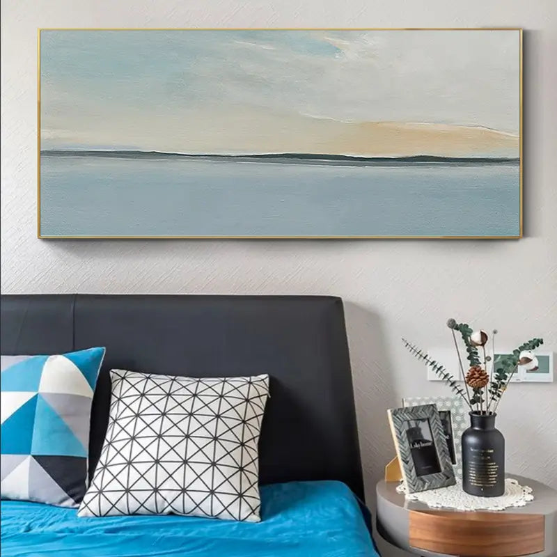Calm Horizon Line Art | Large Abstract Seascape Painting #ZZ 054