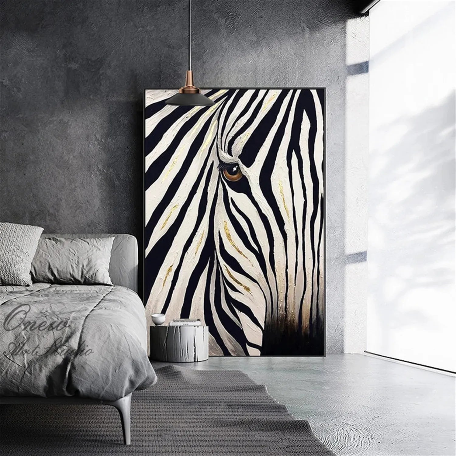 Abstract Zebra Eye Canvas: Modern Wildlife Artwork #ZZ 023