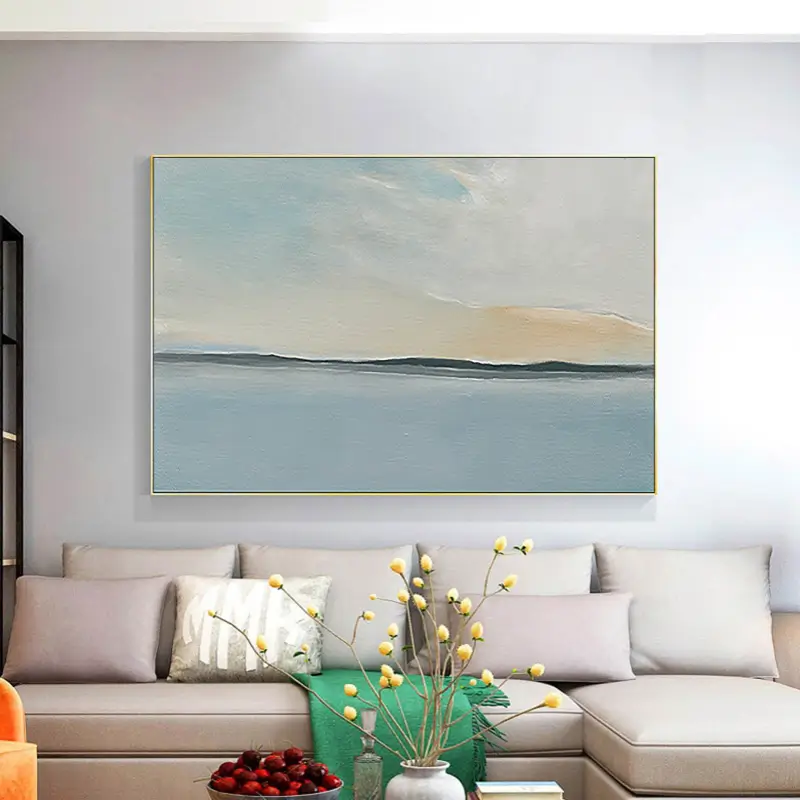 Calm Horizon Line Art | Large Abstract Seascape Painting #ZZ 054