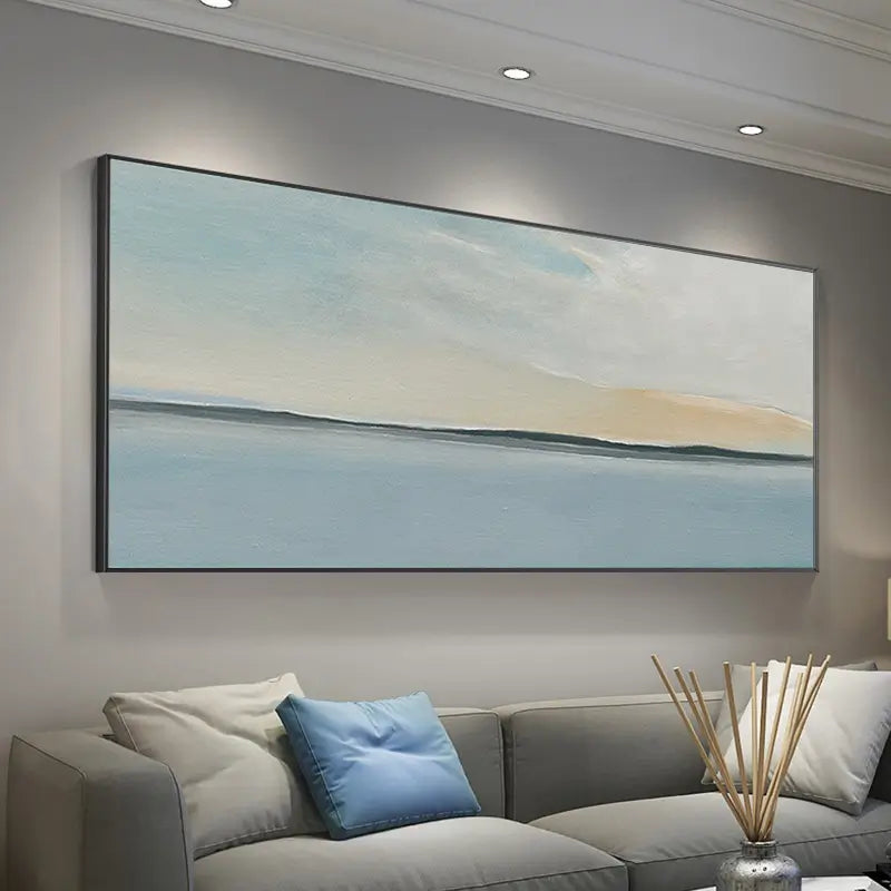 Calm Horizon Line Art | Large Abstract Seascape Painting #ZZ 054